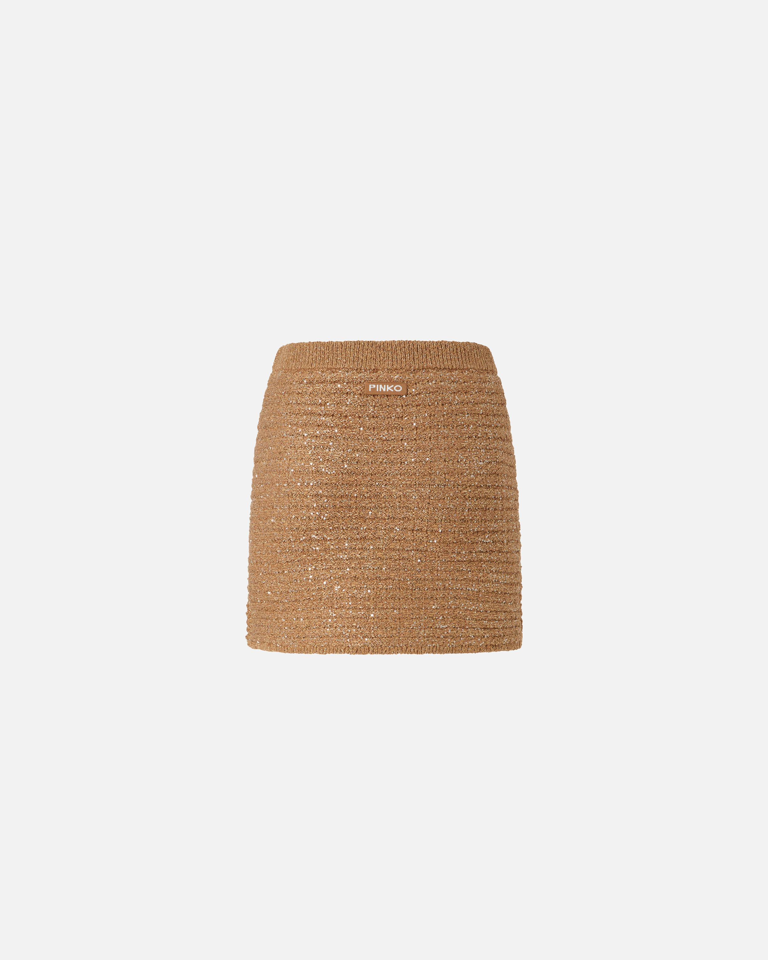 Pinko Sequined Mat Miniskirt In Beige - Chanterelle
