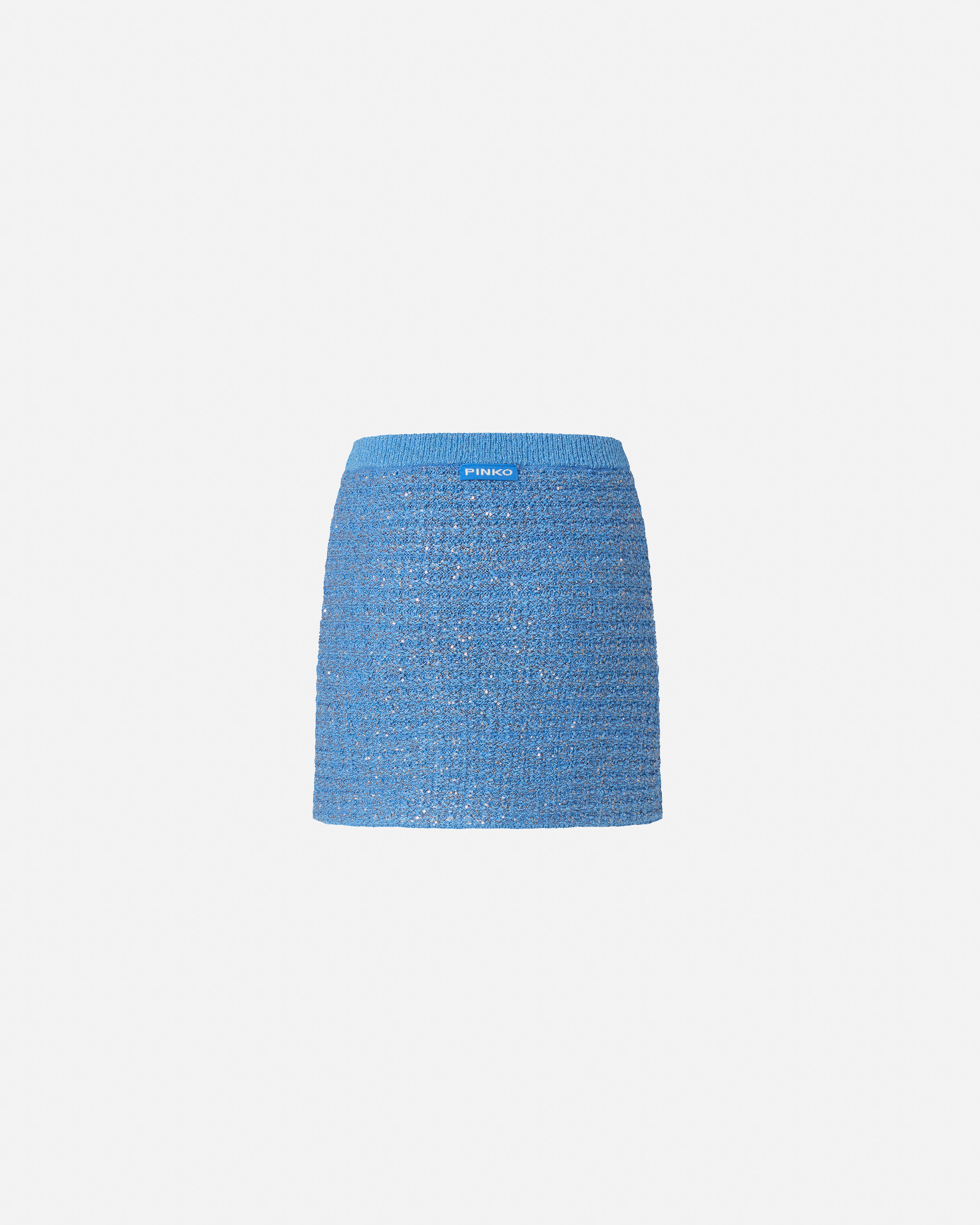 Pinko Sequined Mat Miniskirt In Bleu Amparo