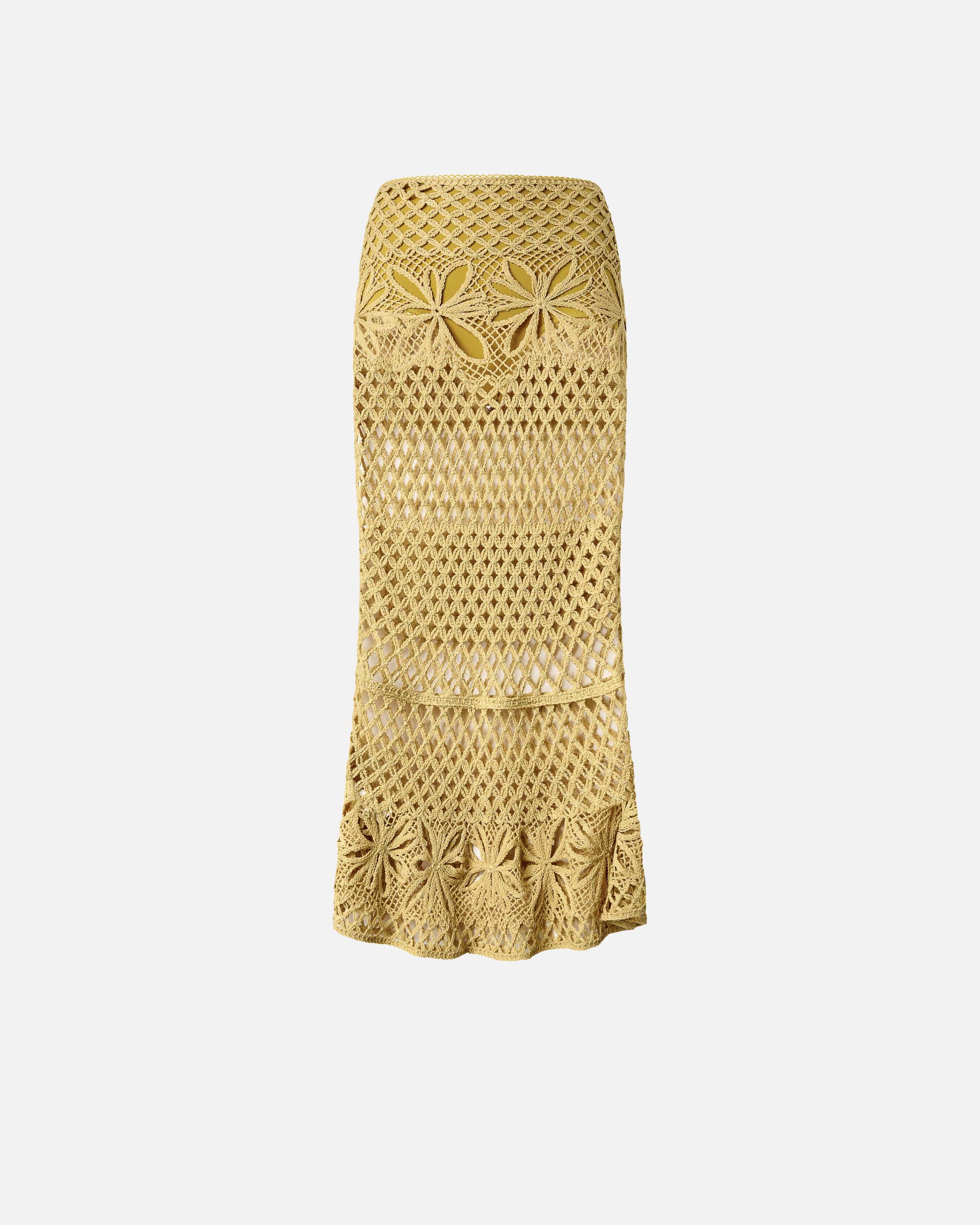 スカート PINKO Woman Skirt Yellow 104732 A2FF C43 Fancy crochet-effect long skirt PINKO → Shop Online