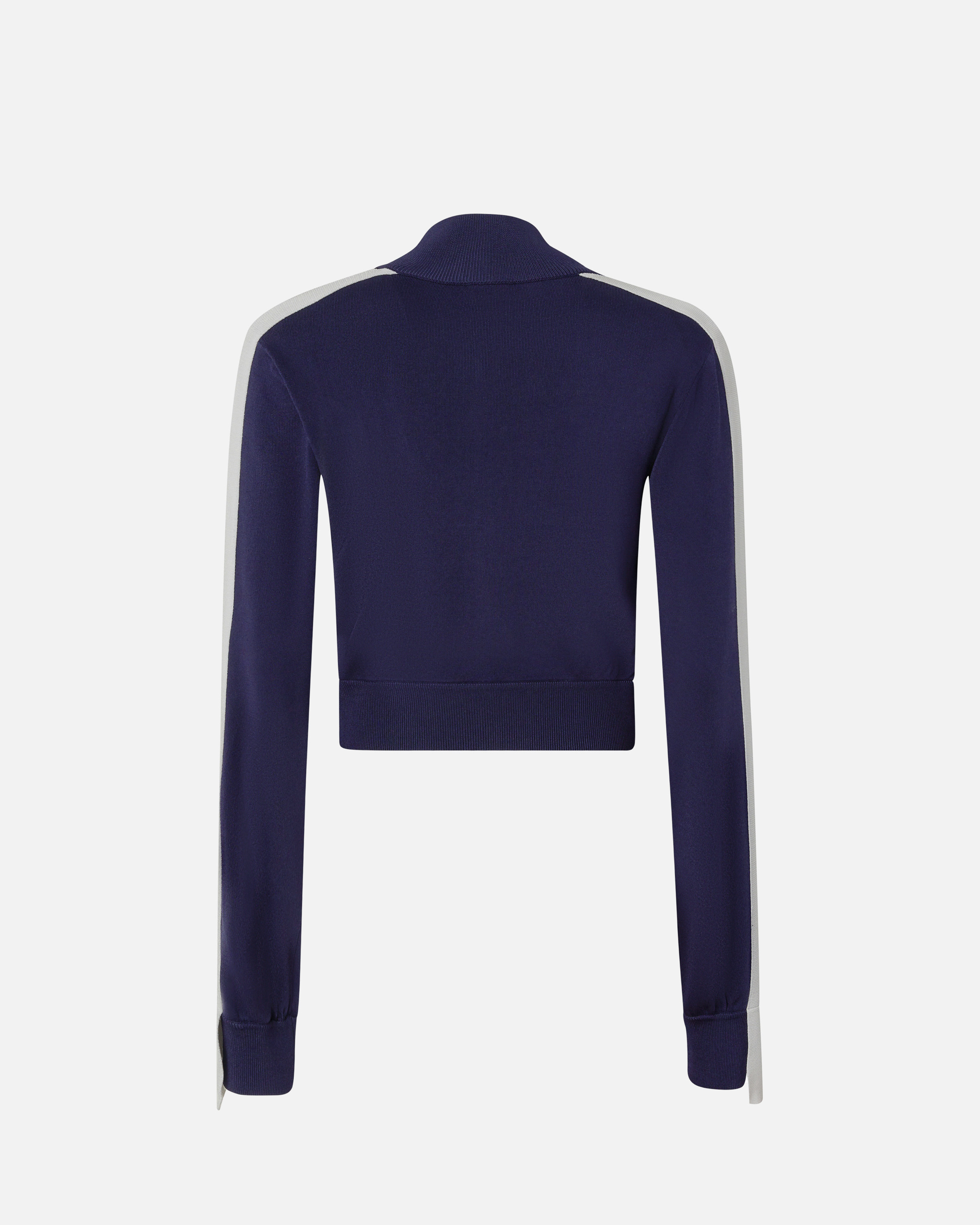 Pinko Technical Fabric Short Sweatshirt With Raised Logo And Zip In Blue/white
