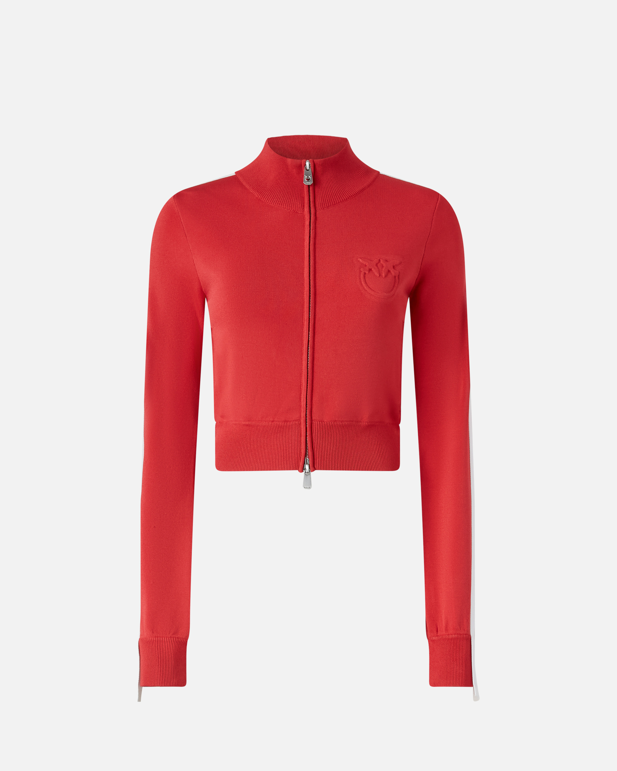 Pinko Cropped Sweatshirt In Technical Fabric In Red/white