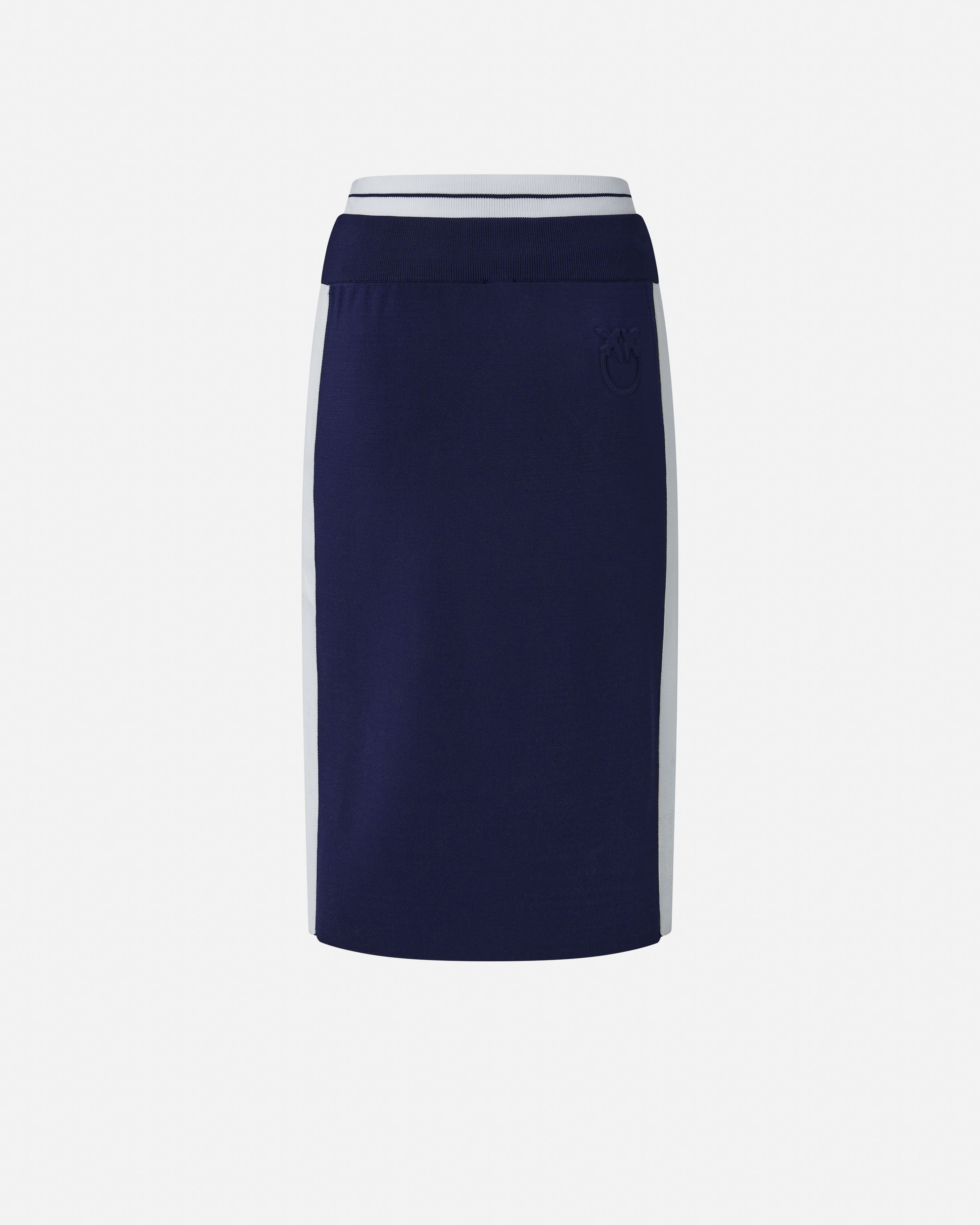 Pinko Jupe Crayon En Molleton Avec Bande Latérale In Blue/white