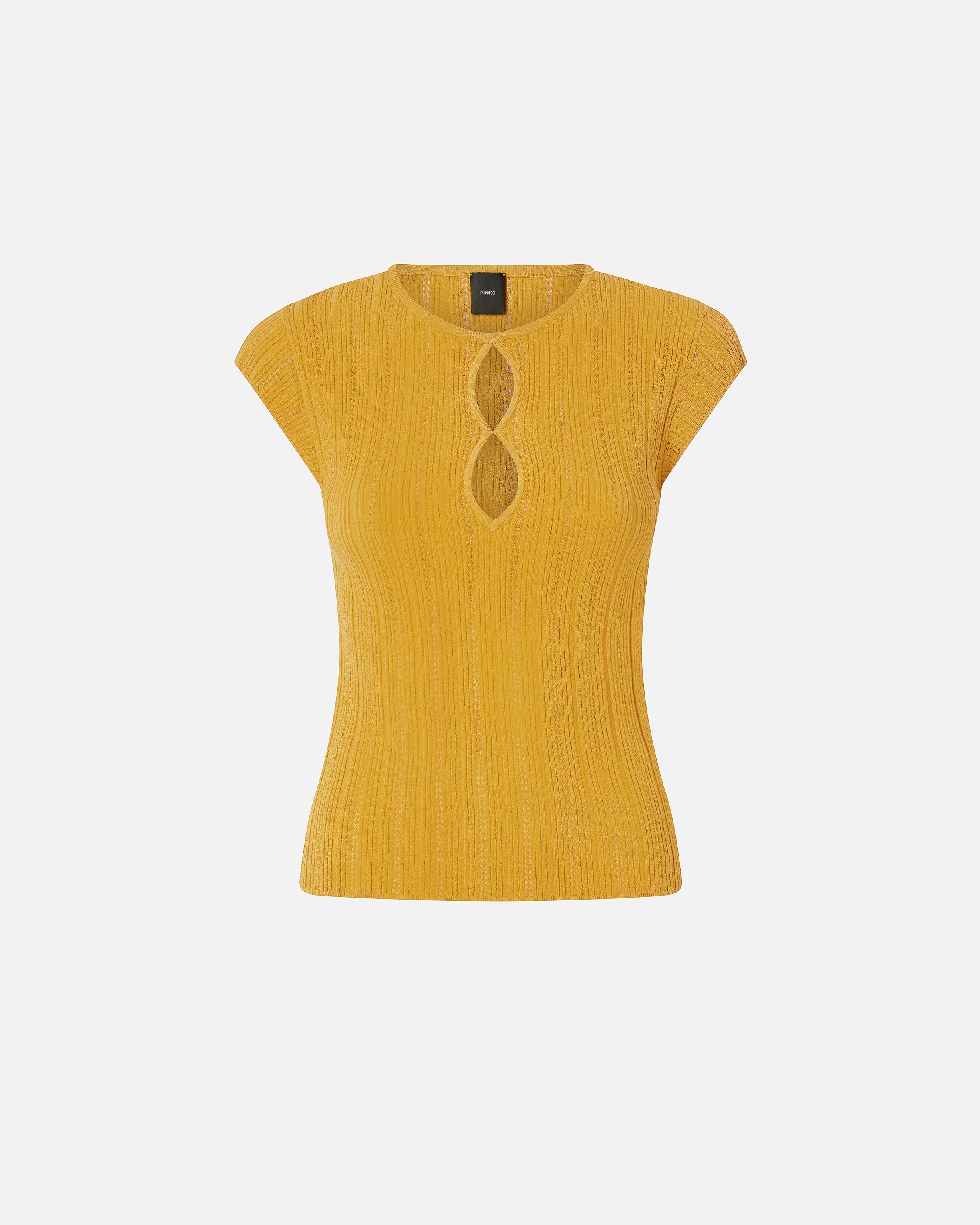 Geripptes Top mit Lochmuster und tropfenförmiger Öffnung