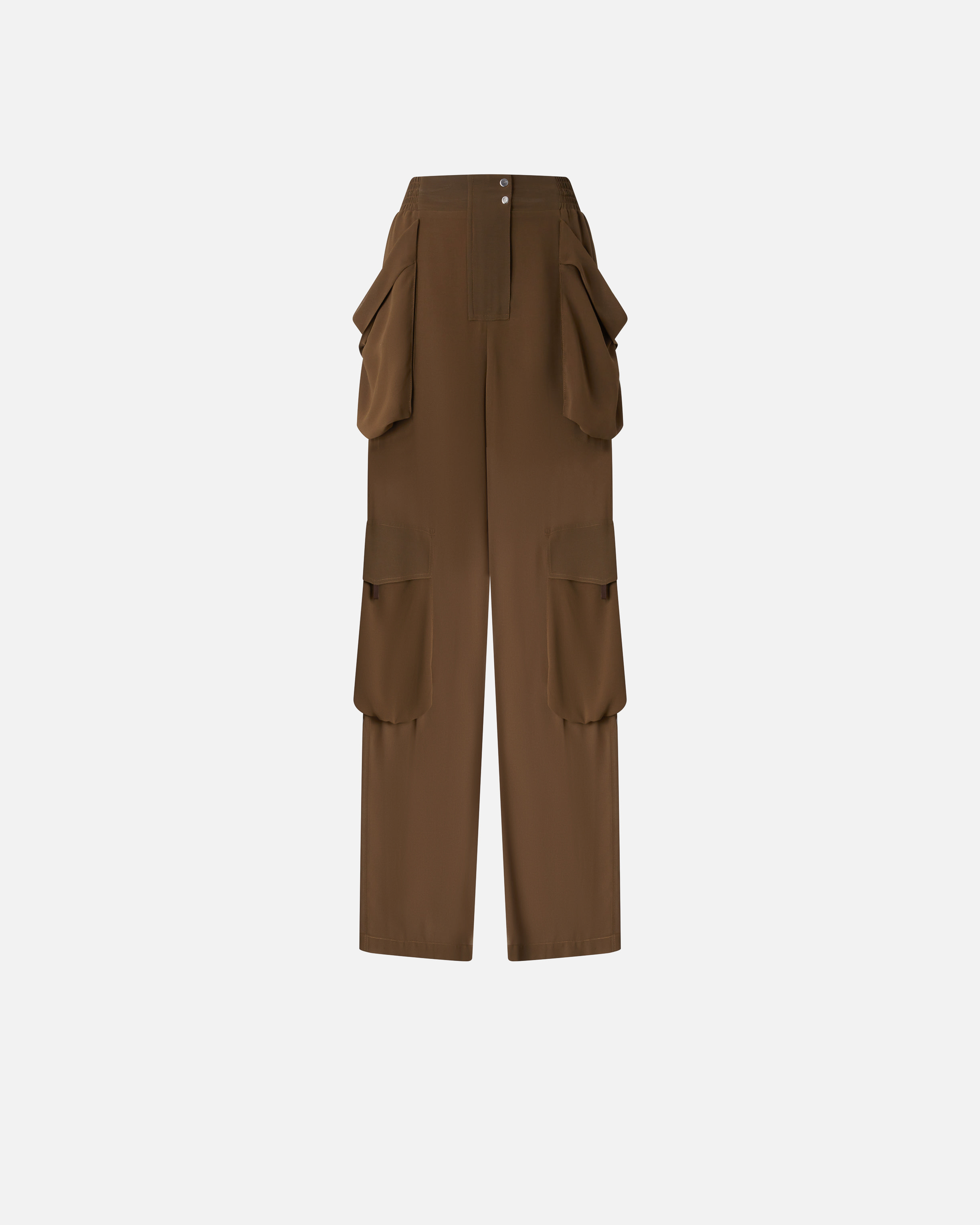 Pinko Transparent Georgette Cargo Pants In Green Old England