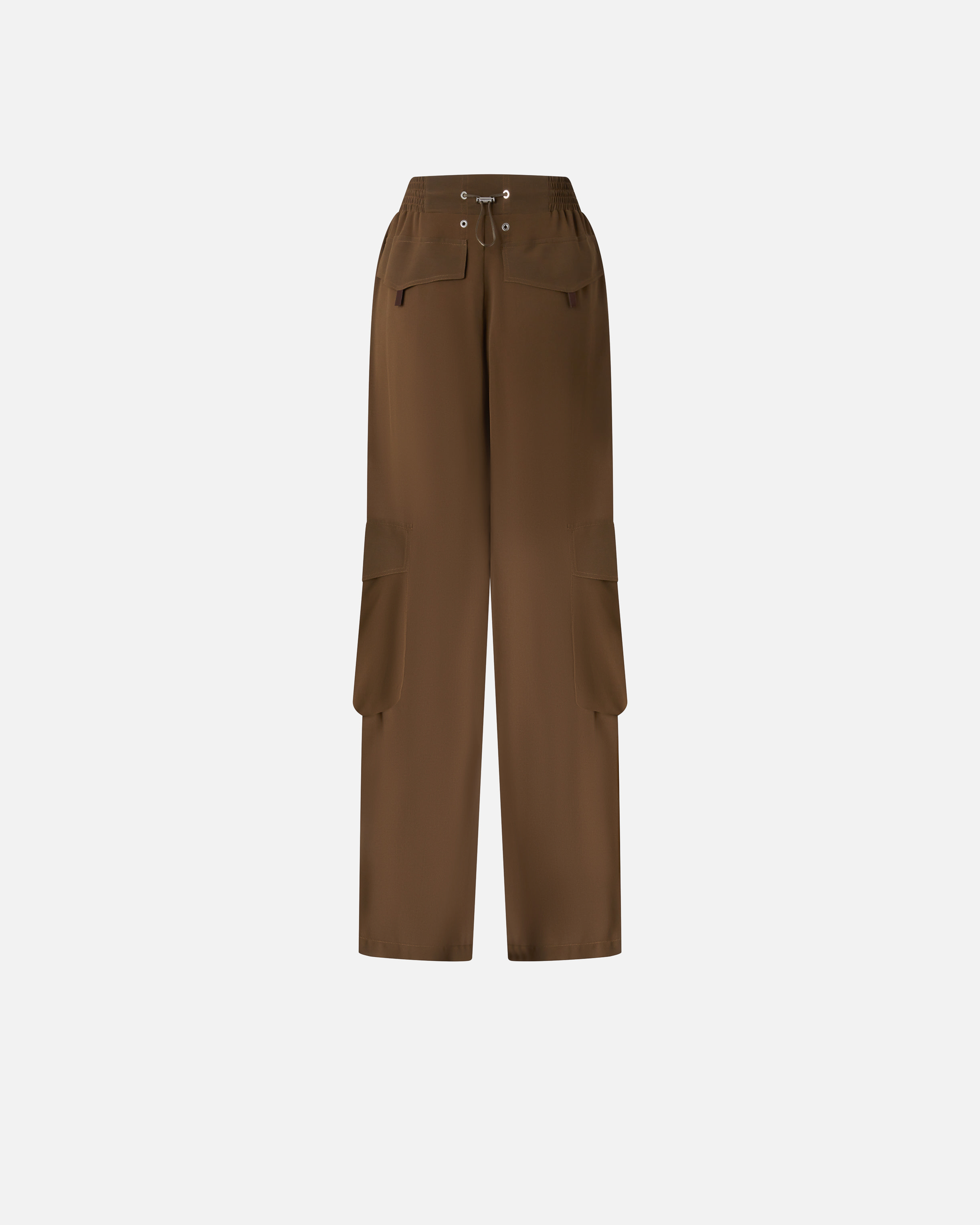 Pinko Transparent Georgette Cargo Pants In Green Old England