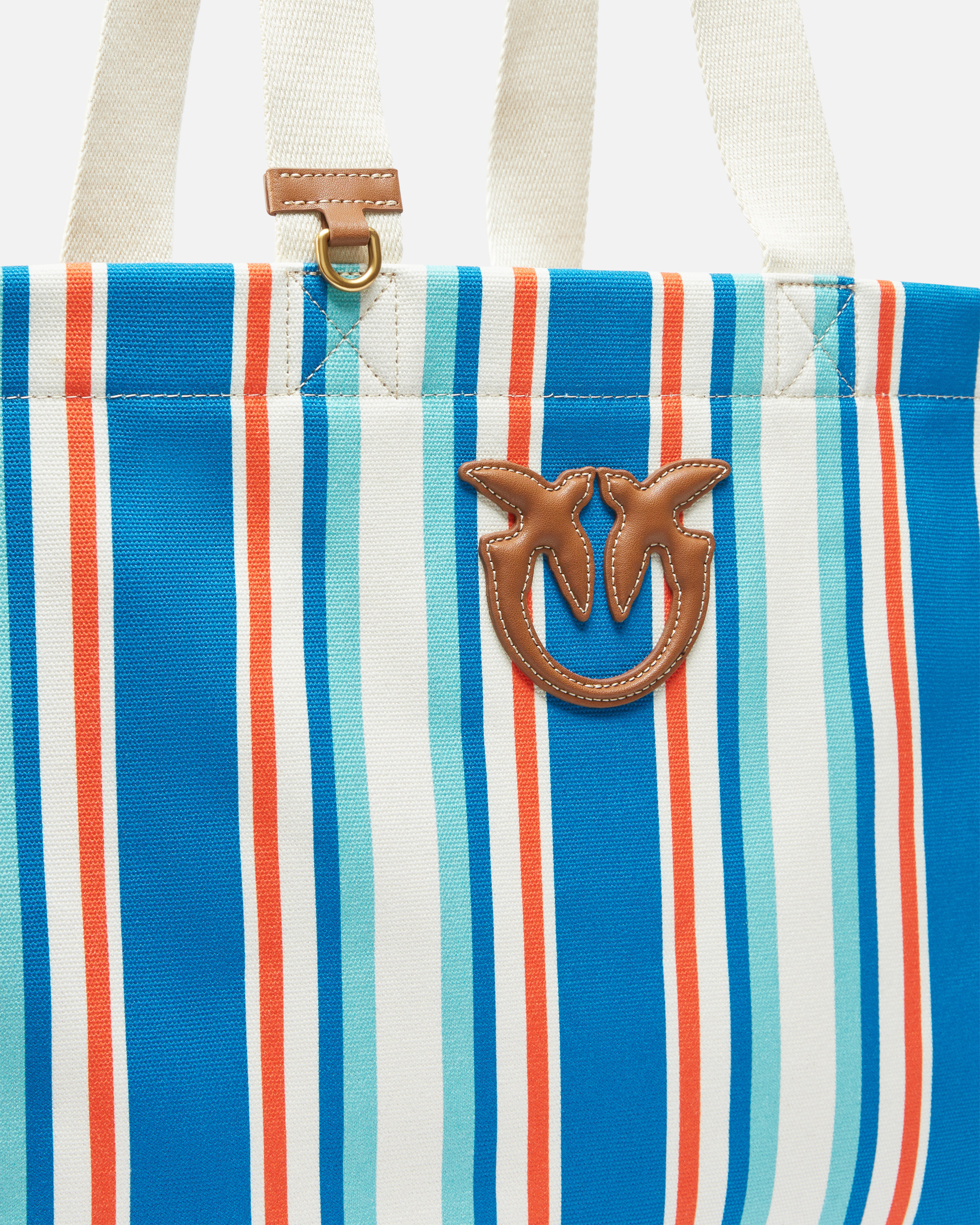 Pinko Maxi Shoulder Bag In Striped Fabric