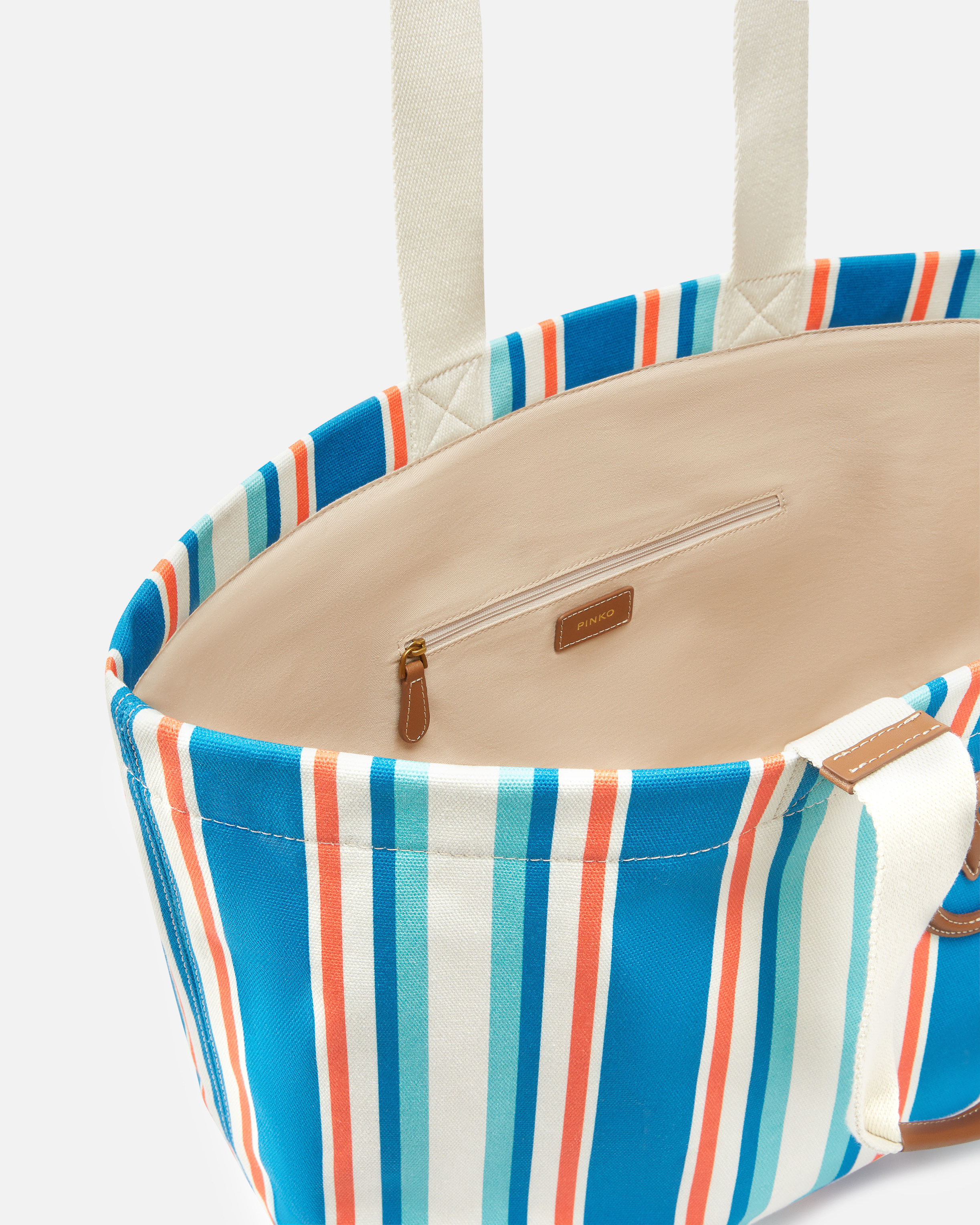 Pinko Maxi Shoulder Bag In Striped Fabric