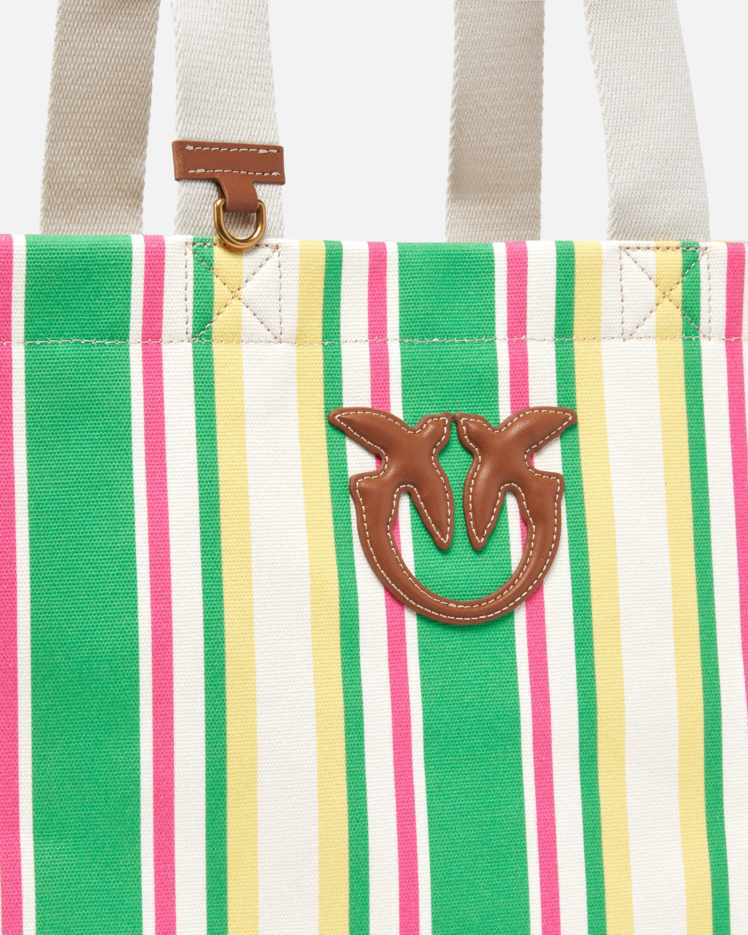 Pinko Maxi Shoulder Bag In Striped Fabric