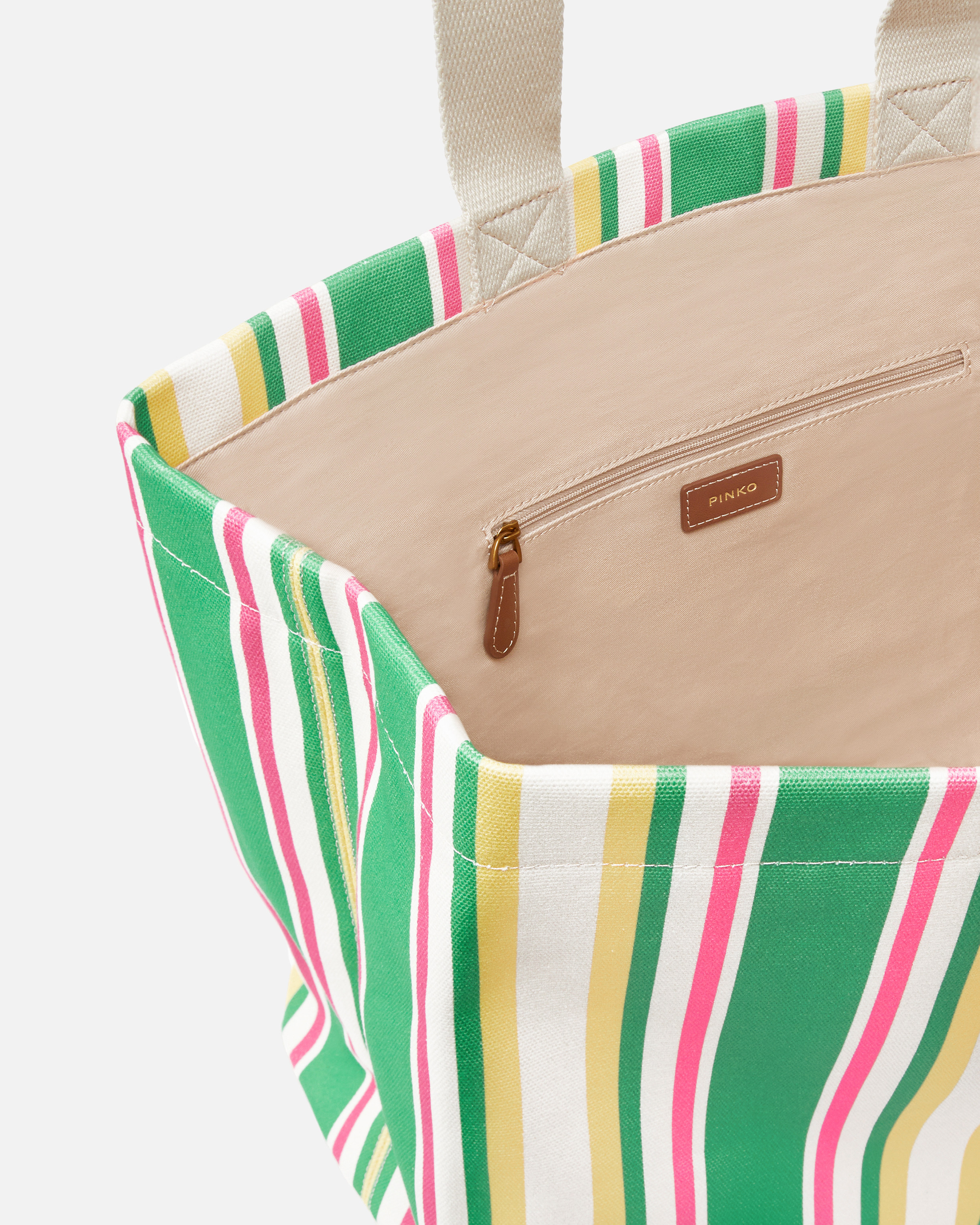 Pinko Maxi Shoulder Bag In Striped Fabric