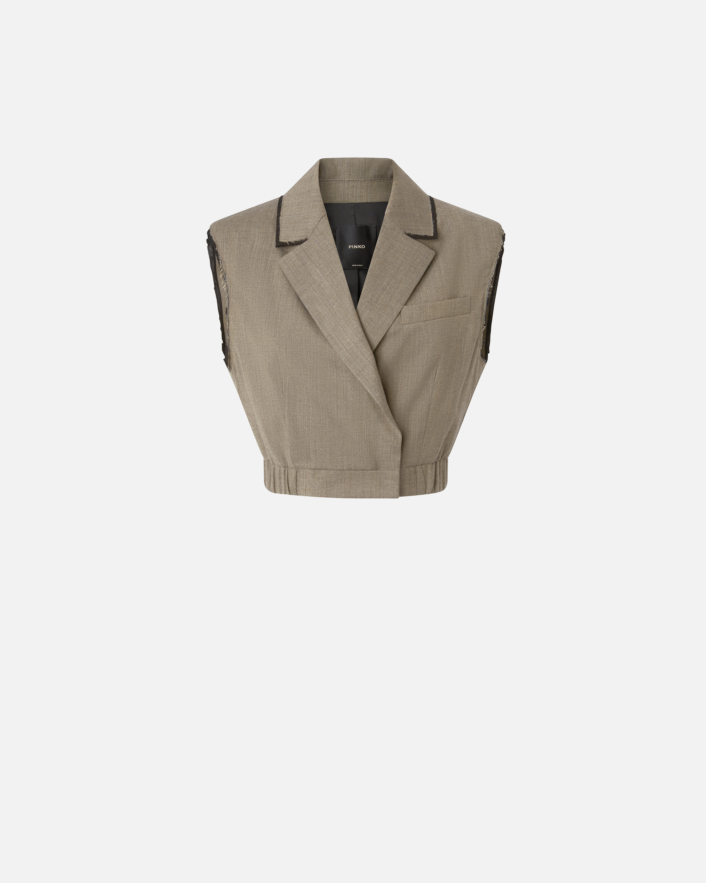 Pinko Short Vest With Lapels And Elastic In Marron Basané