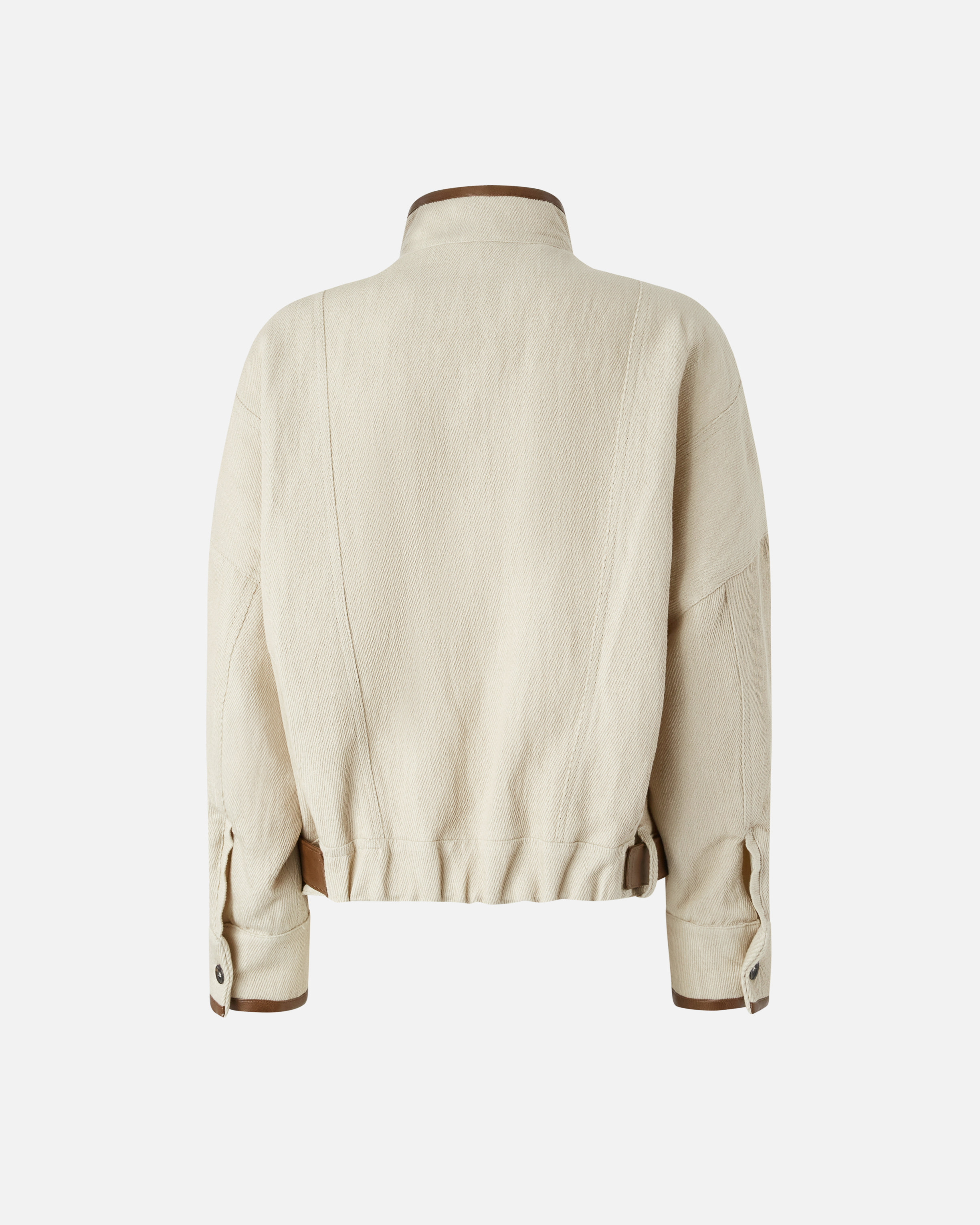 Pinko Blouson Jacket With Leather-effect Edging In Beige Cemento