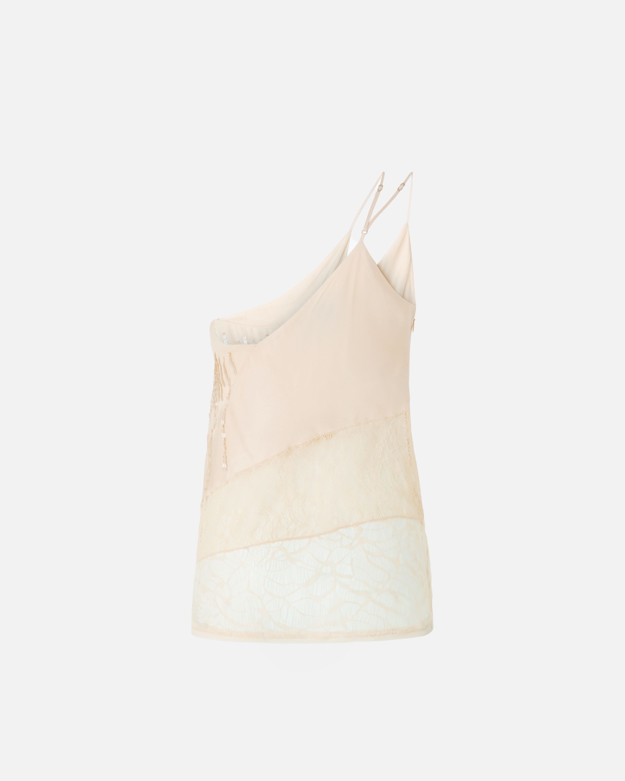 Pinko One-shoulder Satin Top In Rose Acajou