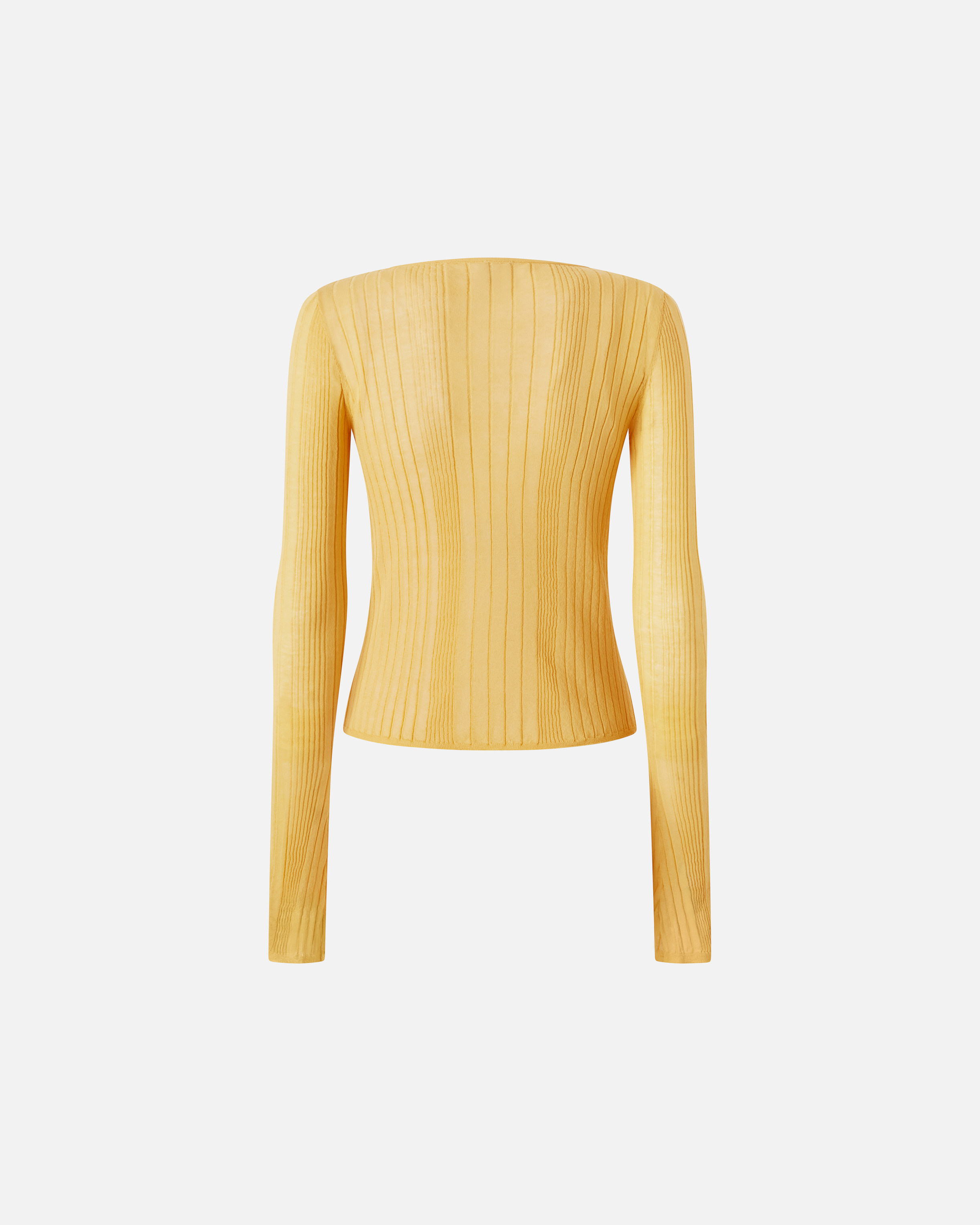 Pinko Open Ribbed Sweater With Front Ties In Rattan Yellow