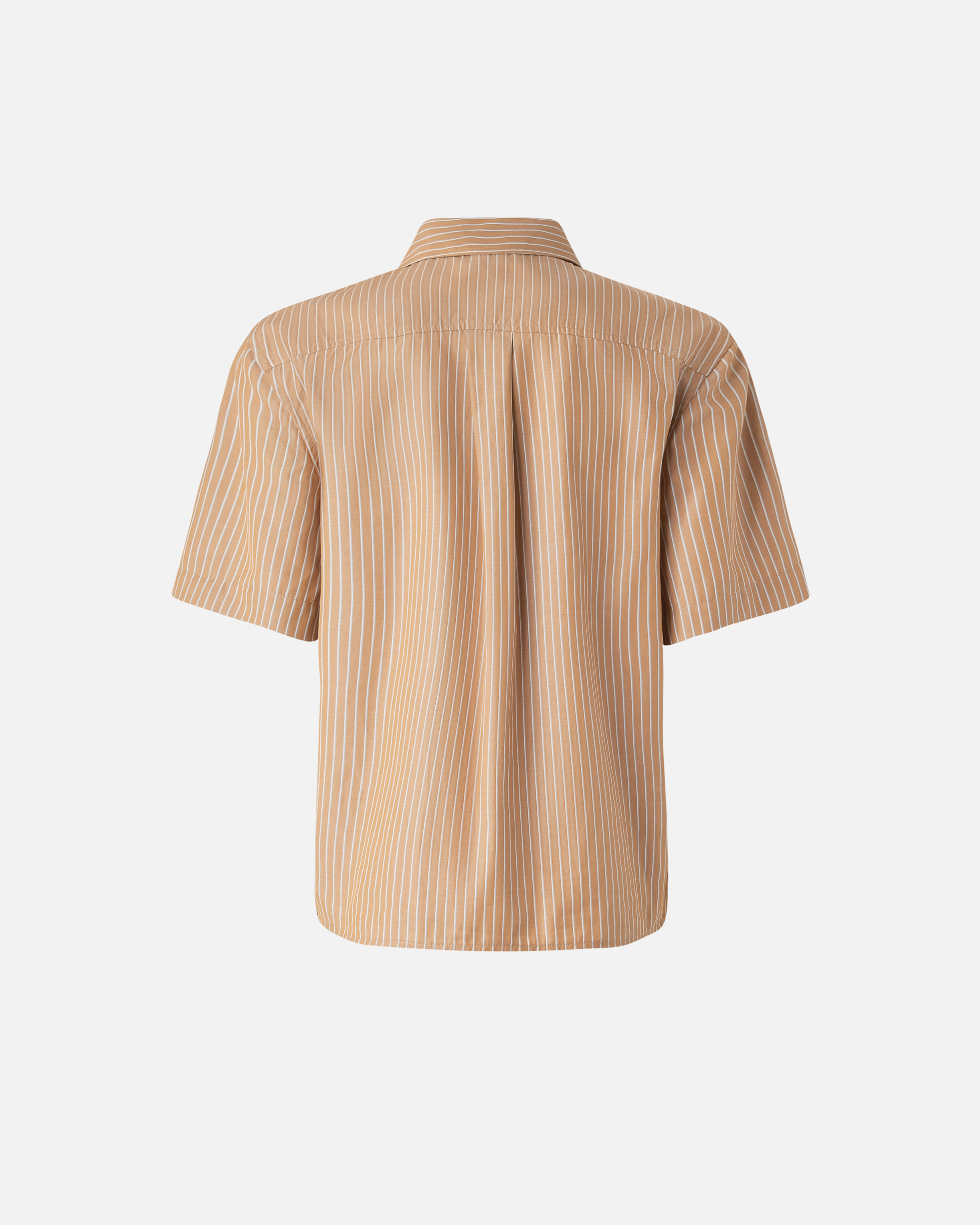 Pinko Brown Striped Shirt With Rounded Hem In Nude
