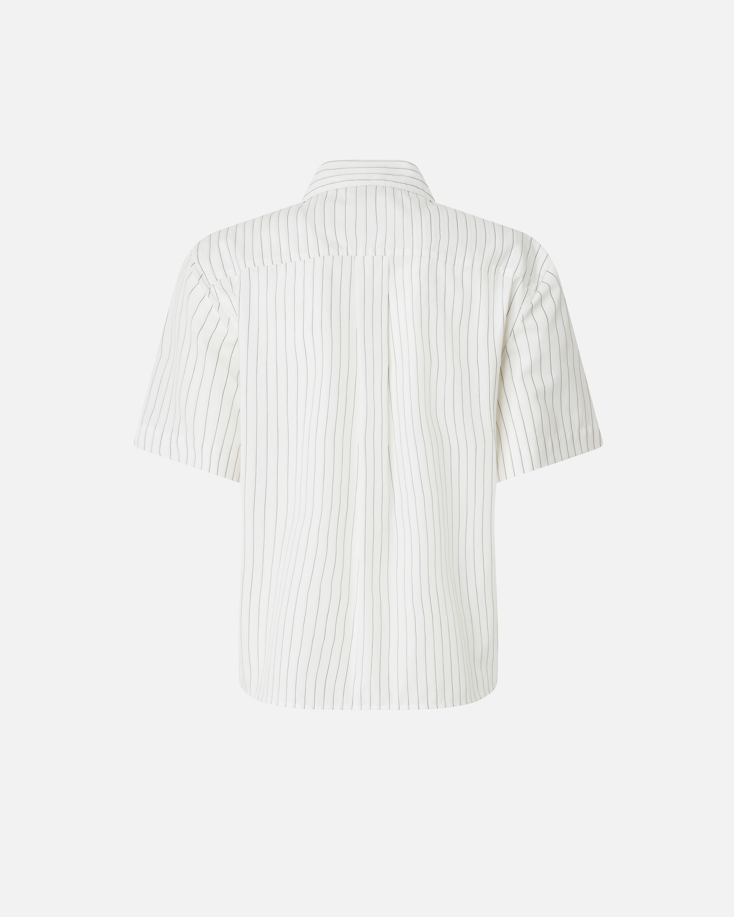 Pinko Multicolored Striped Short Sleeve Button-up Shirt In White/black/ Beige