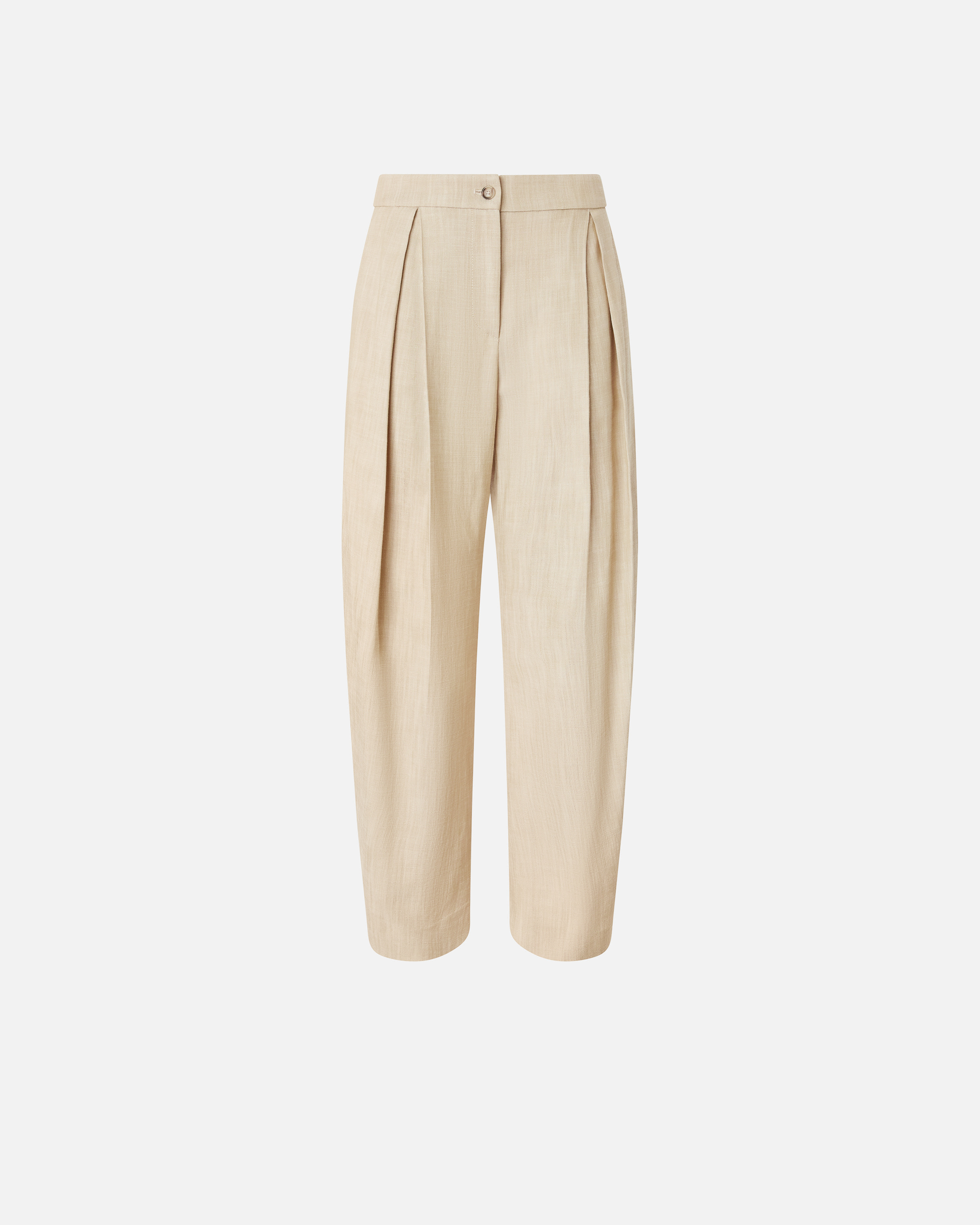 Pinko Wide Trousers With Canvas Pleats In Searing Sand-beige
