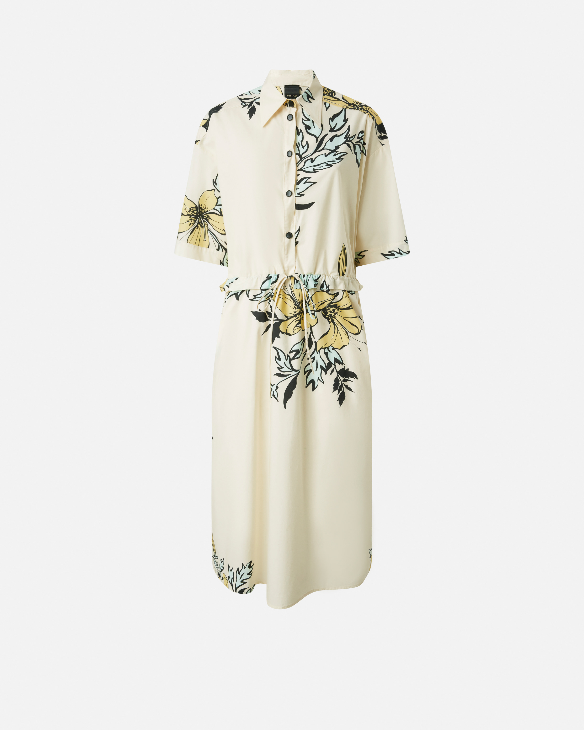 Pinko Floral-print Shirt Dress In Multi.giallo/azzurro