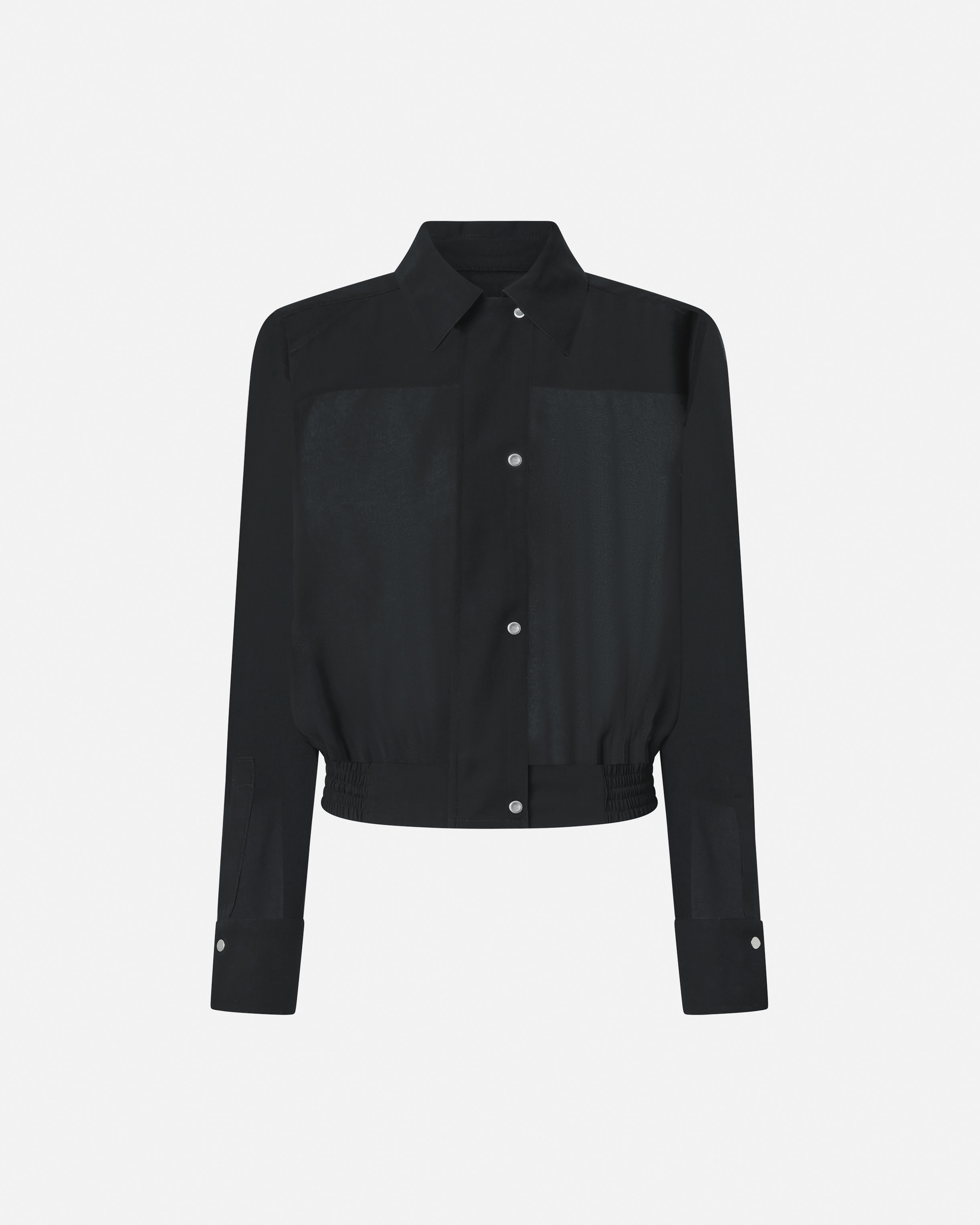 Pinko Georgette Bomber Shirt With Elasticated Drawstring Hem In Limo Black
