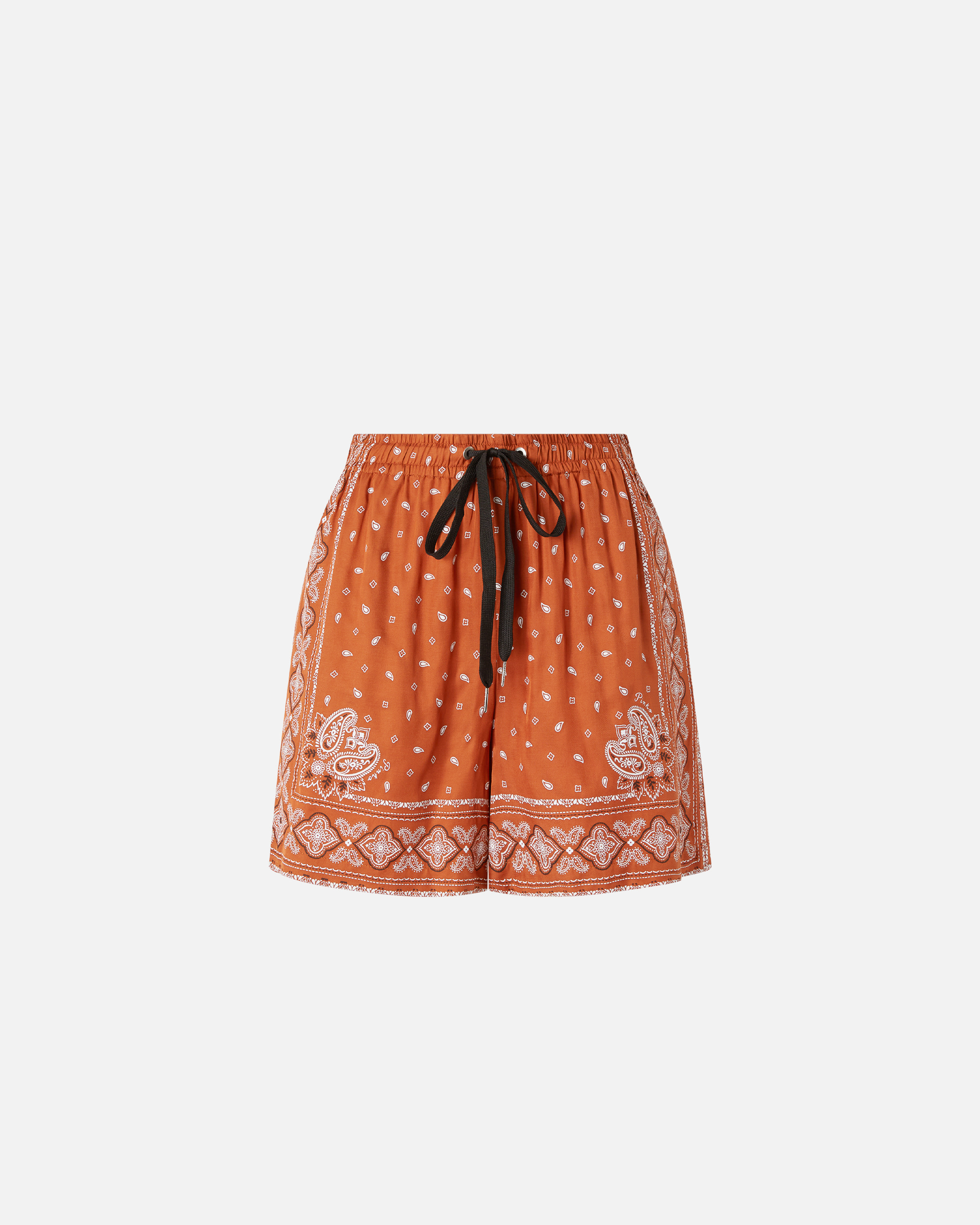 Pinko Viscose Shorts With Bandana Print In Burnt/white