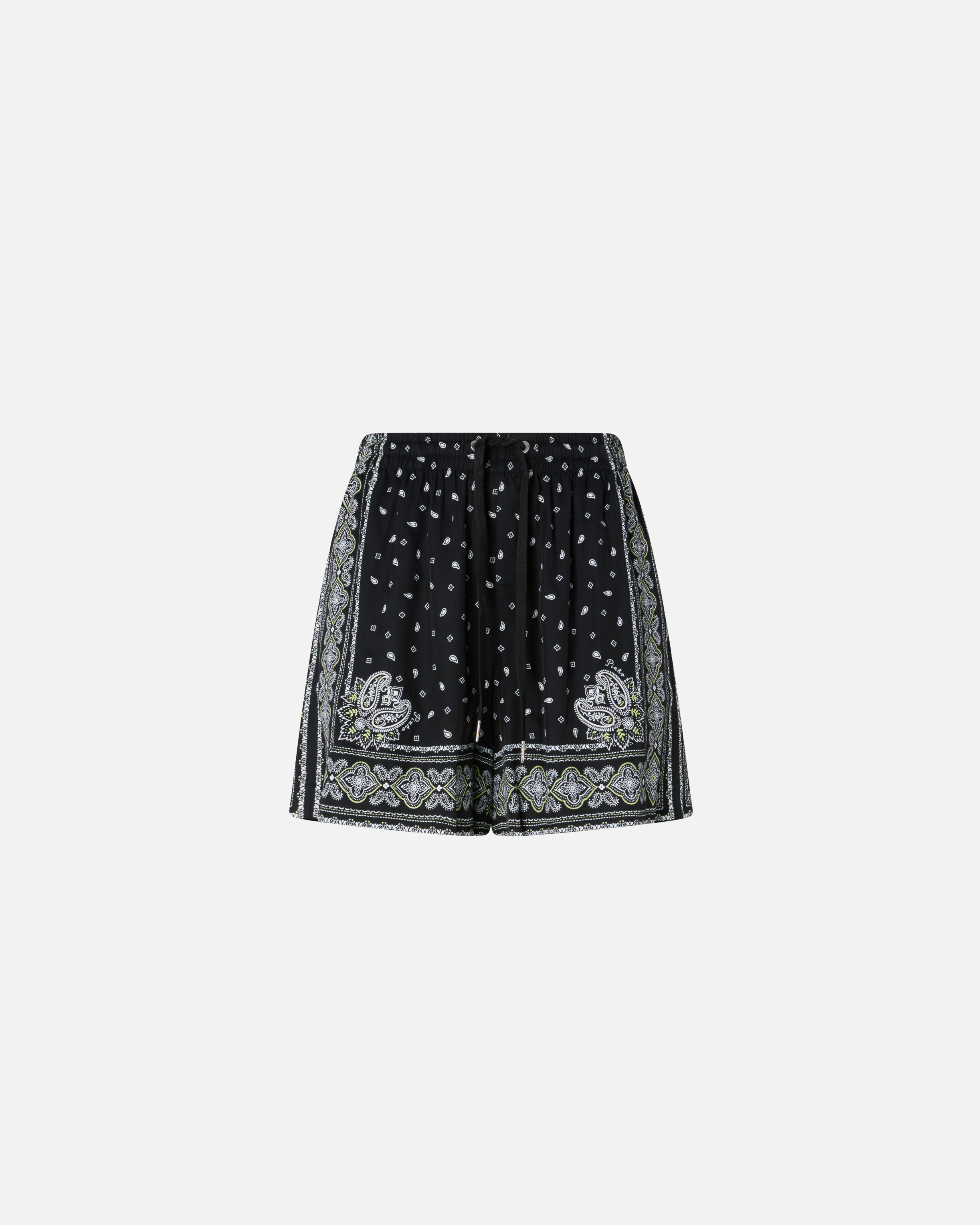 Pinko Short À Imprimé Bandana In Black/lime