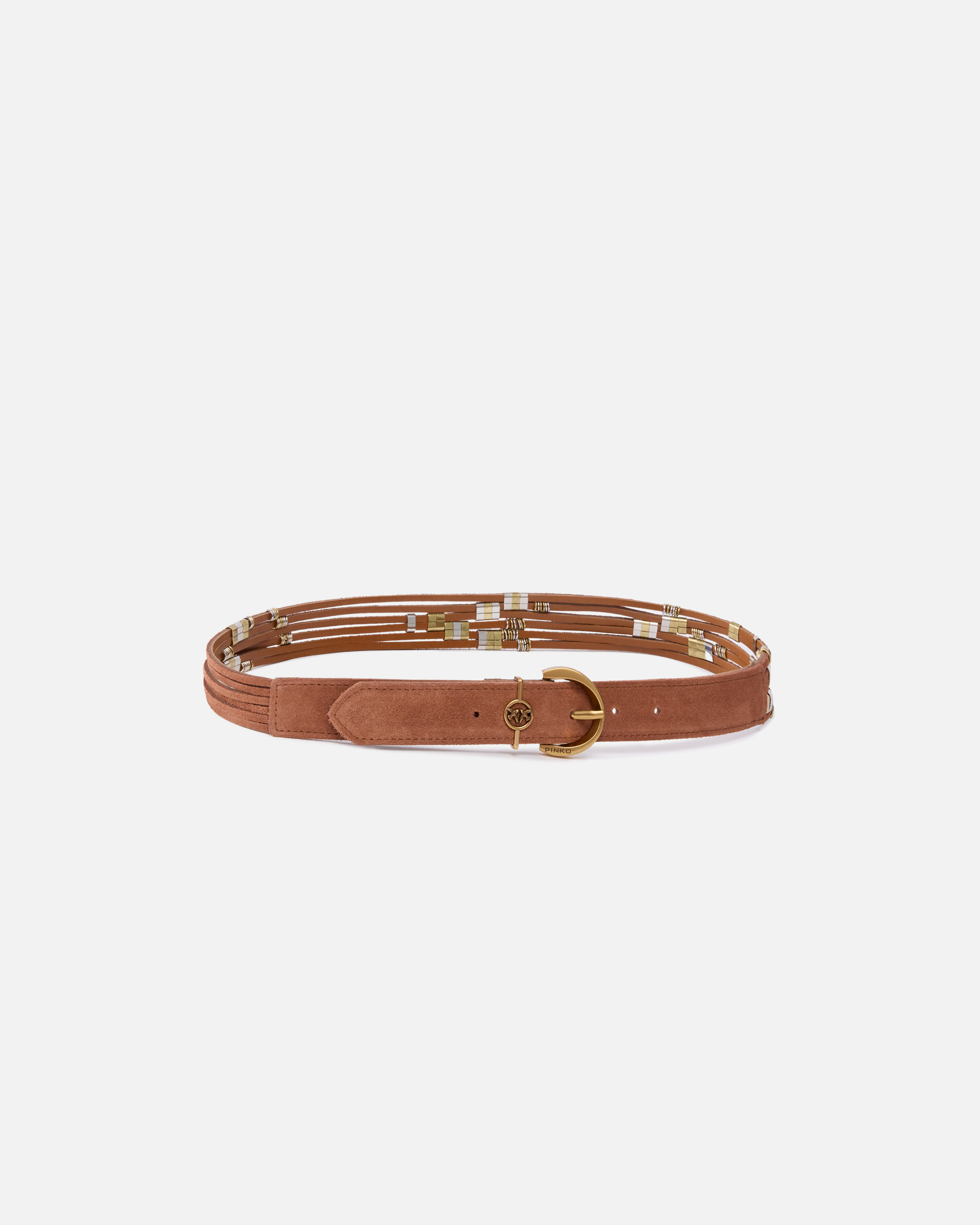 Pinko Suede Belt With Loops In Arabic-mix Gal. Gold-nikel