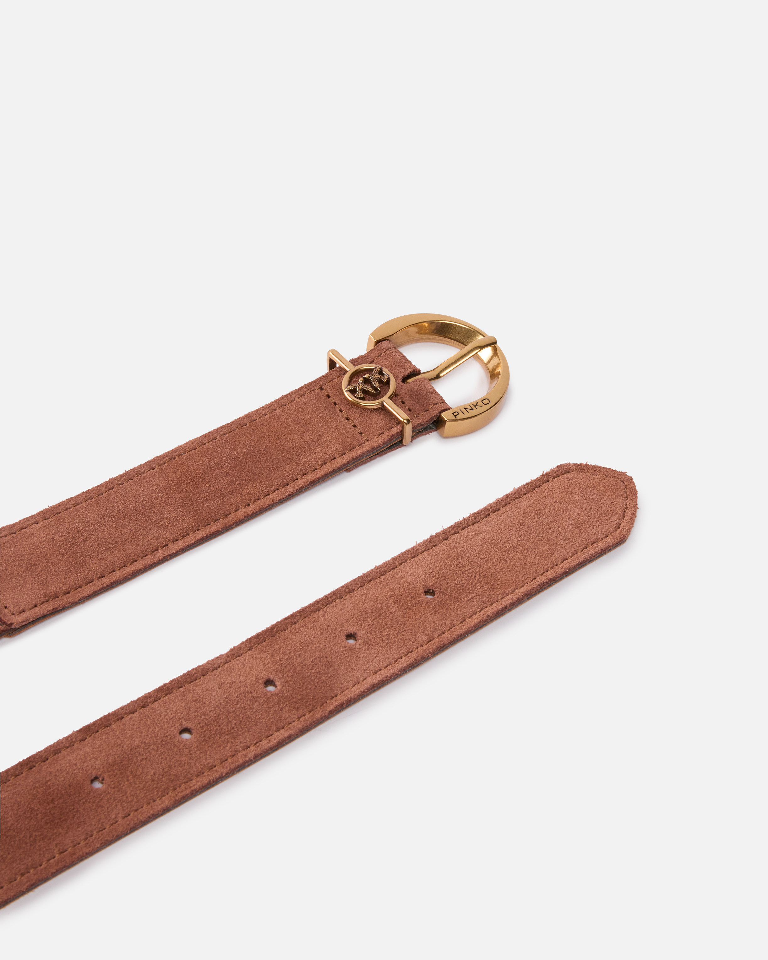 Pinko Suede Belt With Loops In Arabic-mix Gal. Gold-nikel
