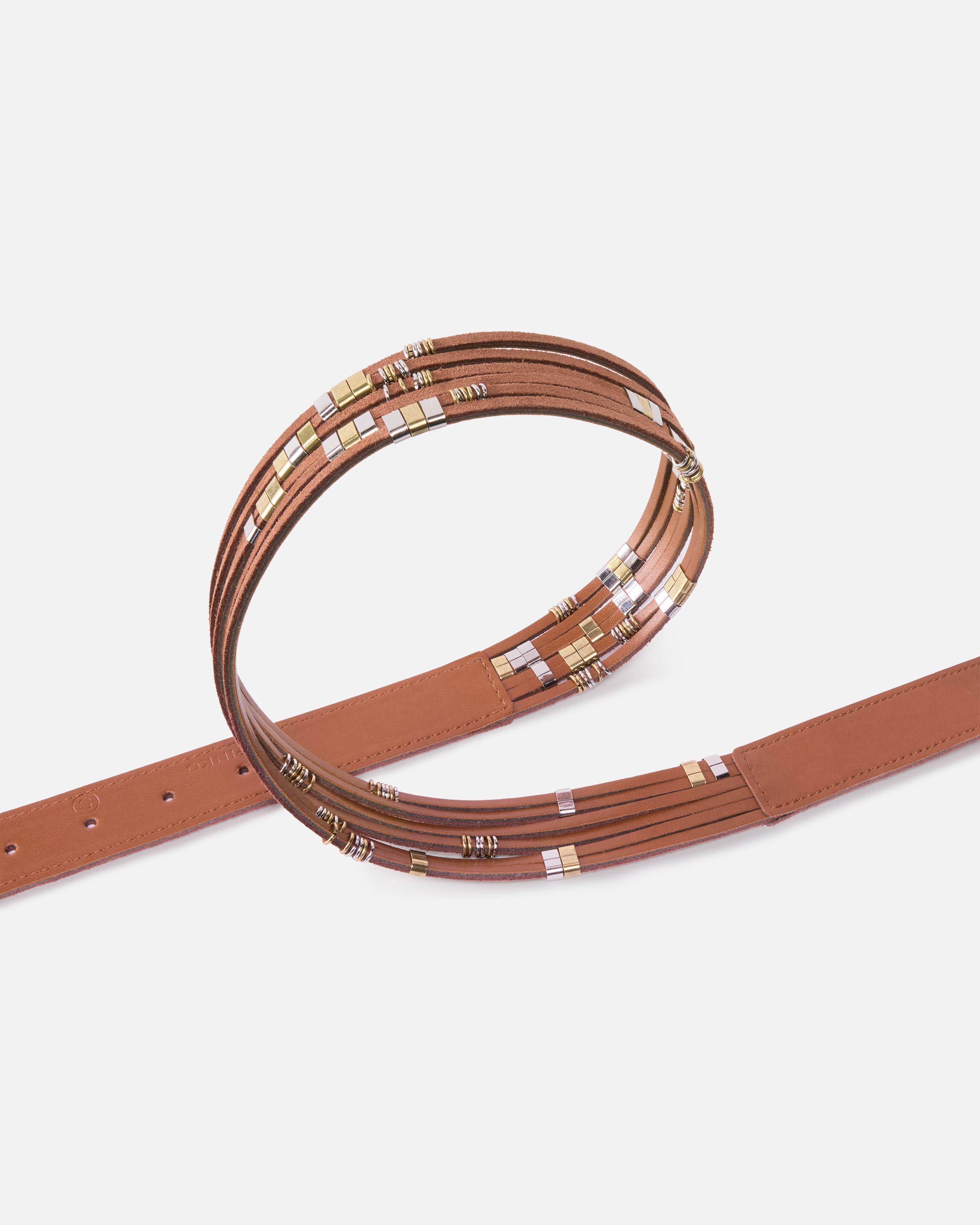 Pinko Suede Belt With Loops In Arabic-mix Gal. Gold-nikel