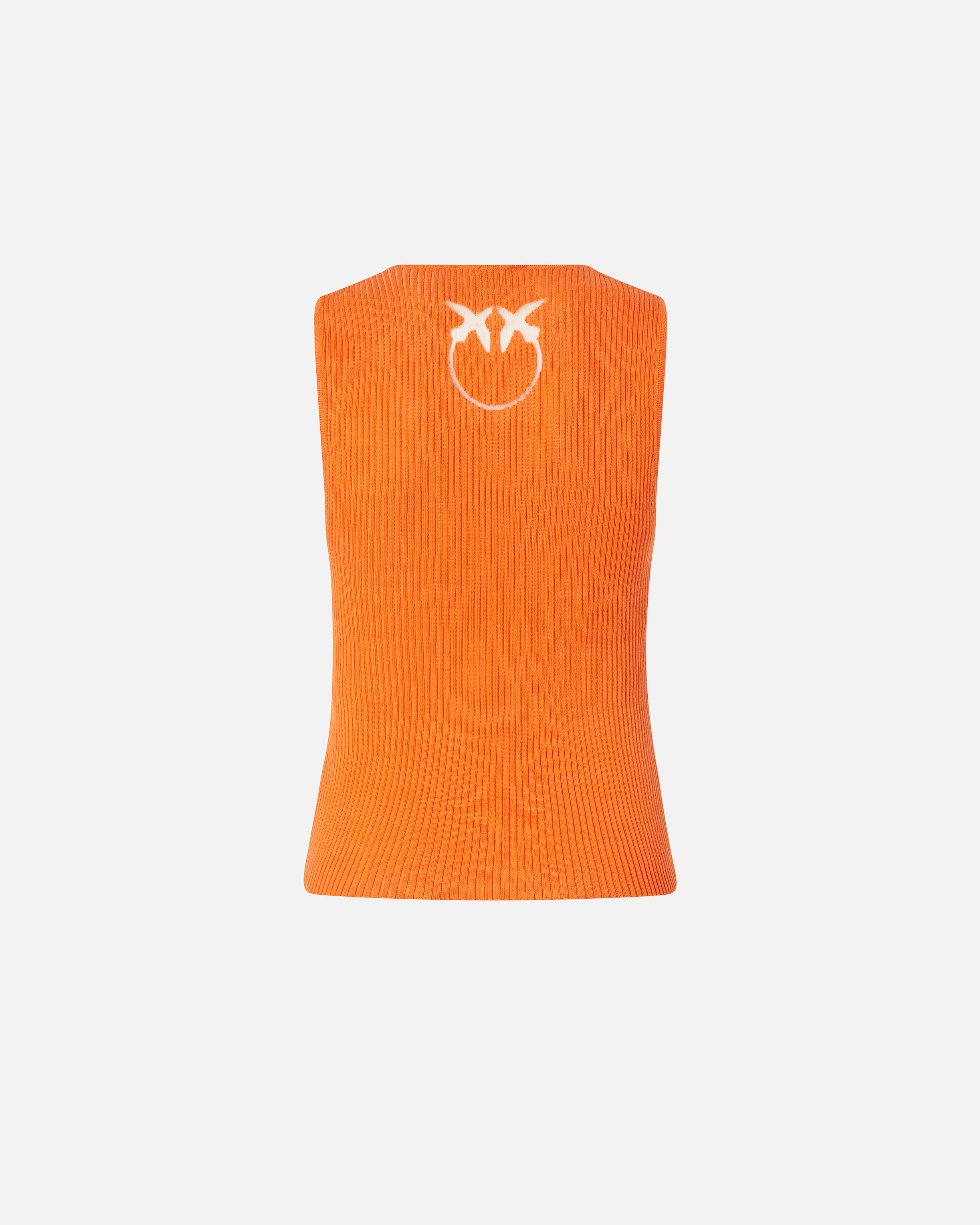 Pinko Ribbed Silk Blend Sleeveless Top In Arancione