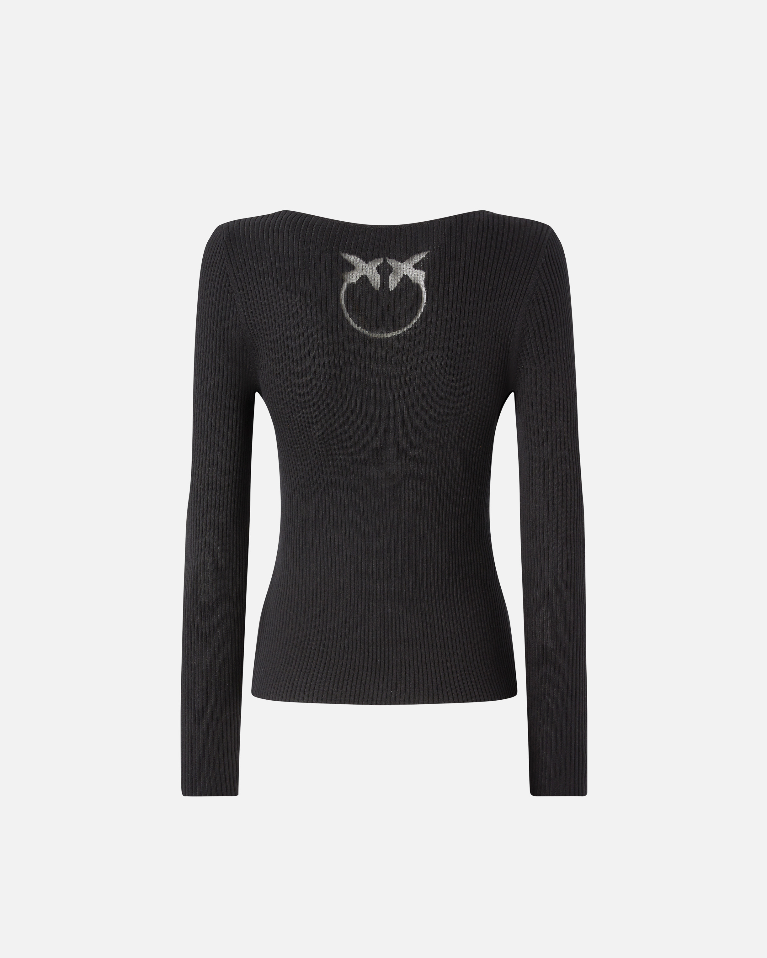 Pinko Cropped Cardigan With Bird Logo On The Back In Nero Limousine