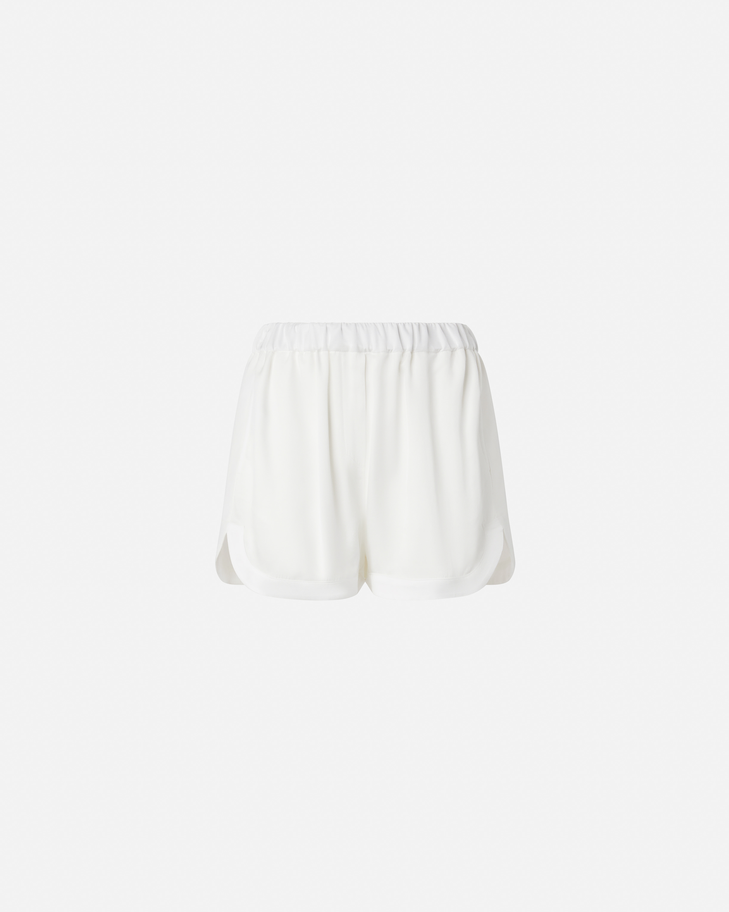 Pinko Linen Shorts With Elastic Waistband And Back Pocket In Snow White