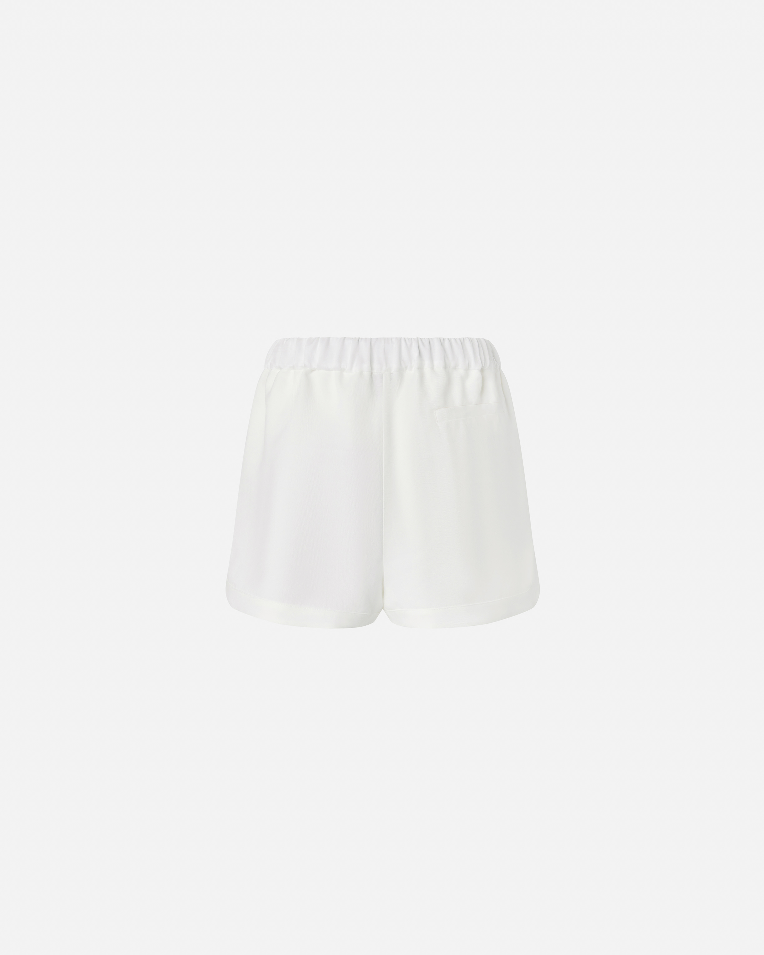 Pinko Linen Shorts With Elastic Waistband And Back Pocket In Snow White