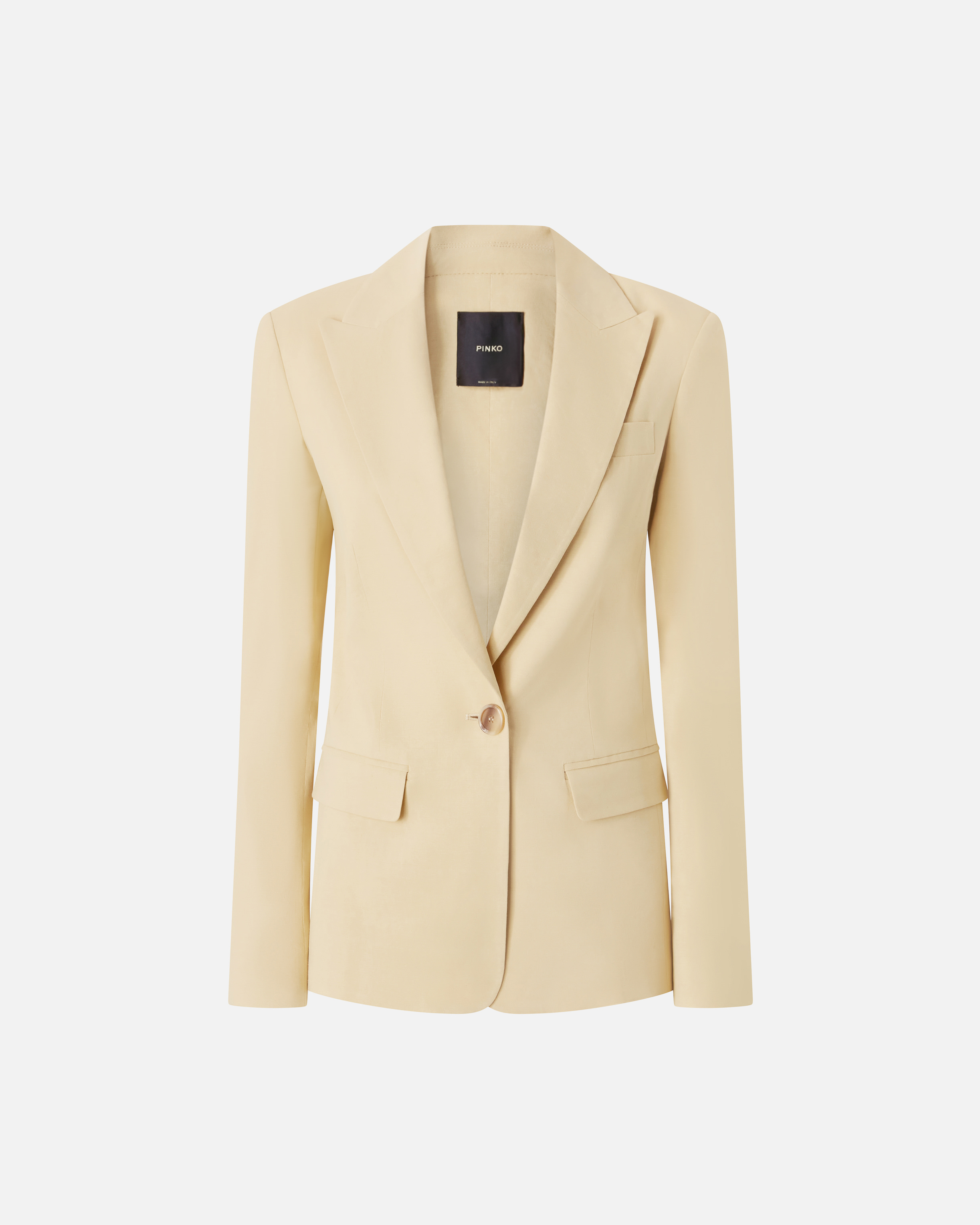 Pinko Linen Blazer With Openings On The Back In Cane Yellow