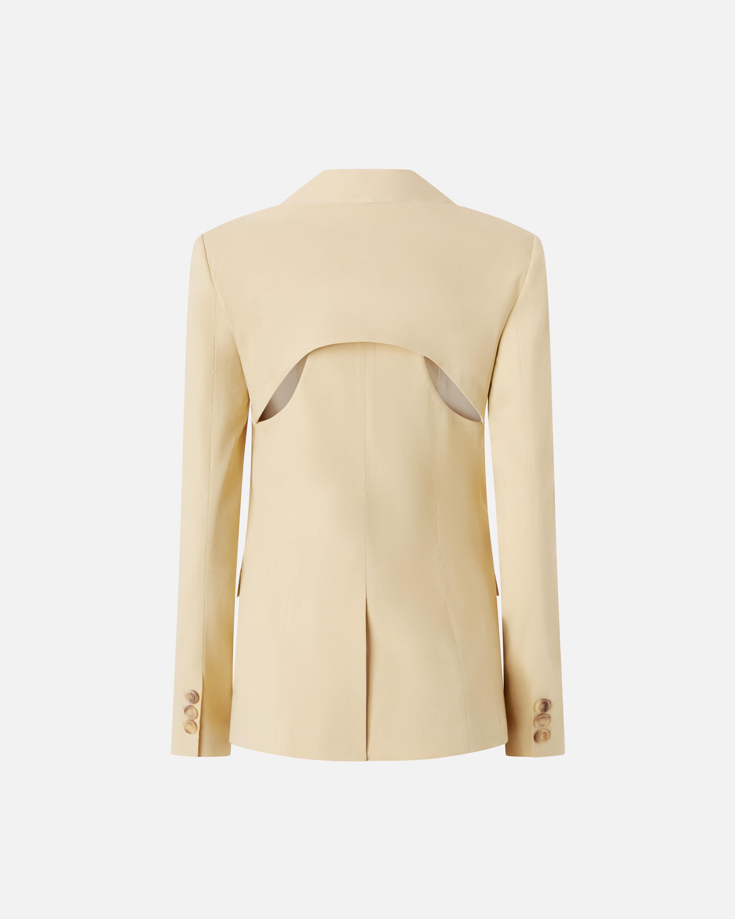 Pinko Linen Blazer With Openings On The Back In Cane Yellow