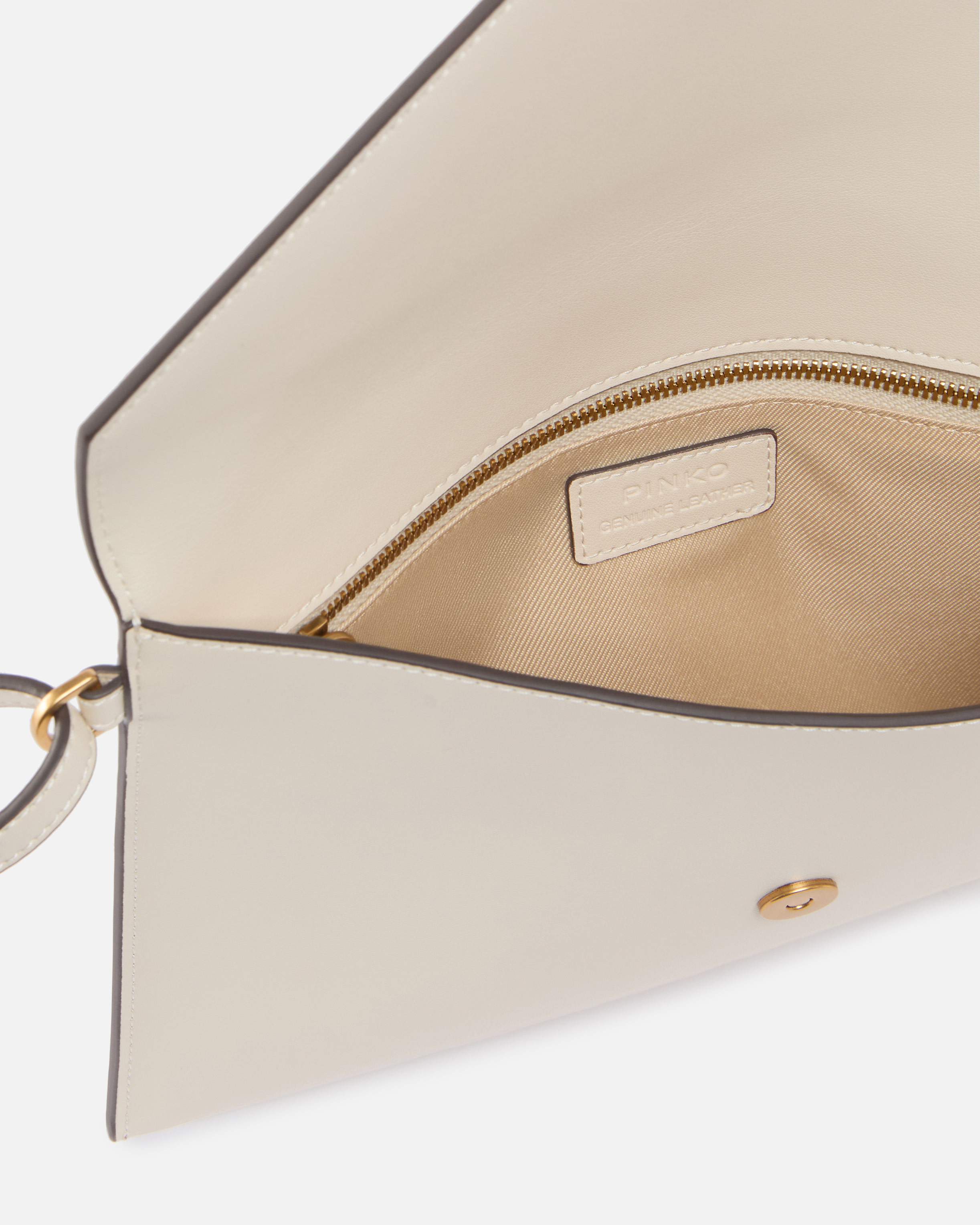 小物 carre70 love birds beige Leather clutch with Love Birds logo PINKO → Shop Online