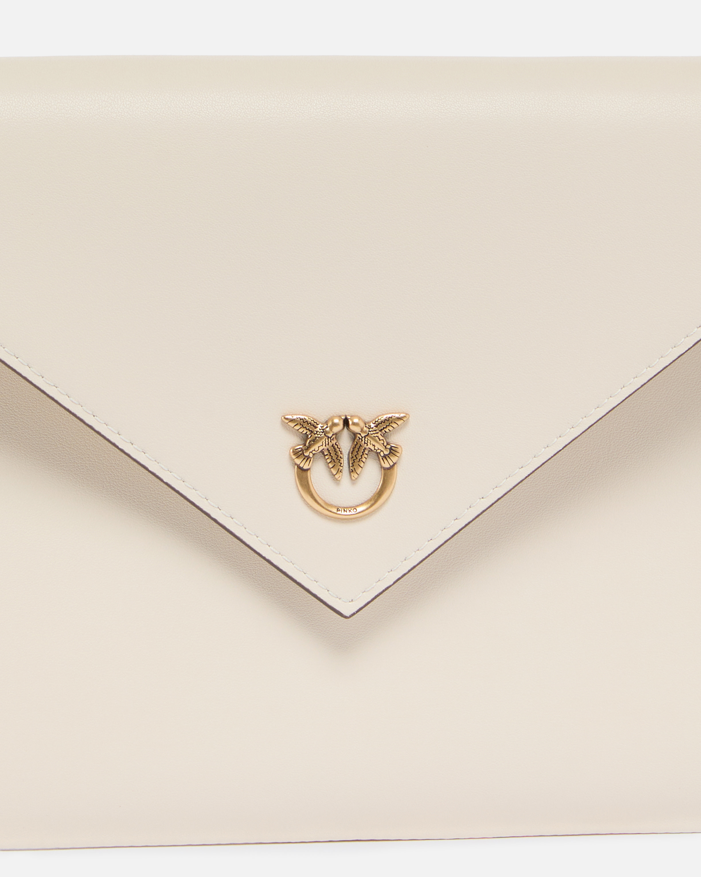 Leather clutch with Love Birds logo PINKO → Shop Online