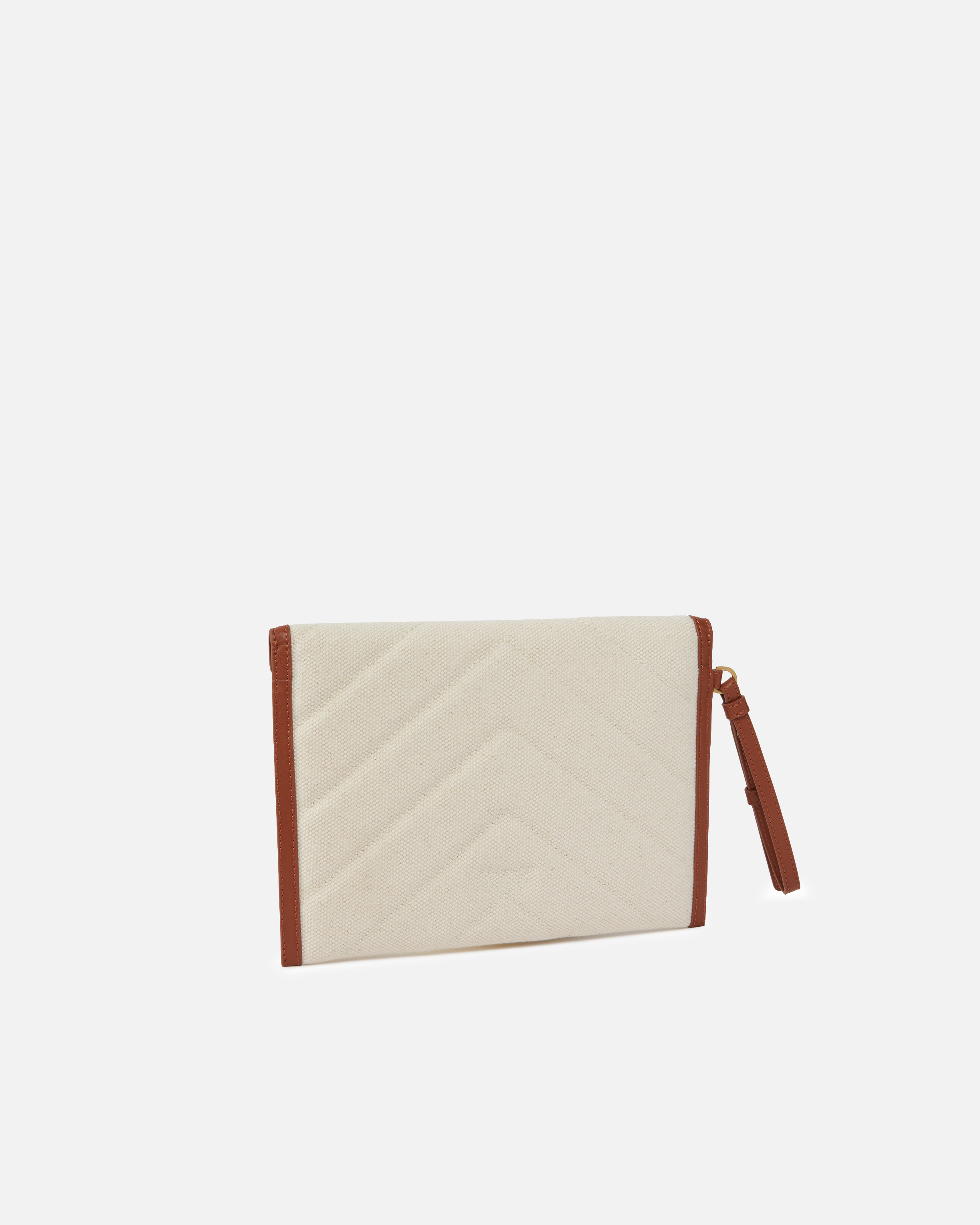 Pinko Flat Canvas Clutch Bag With Leather Trim