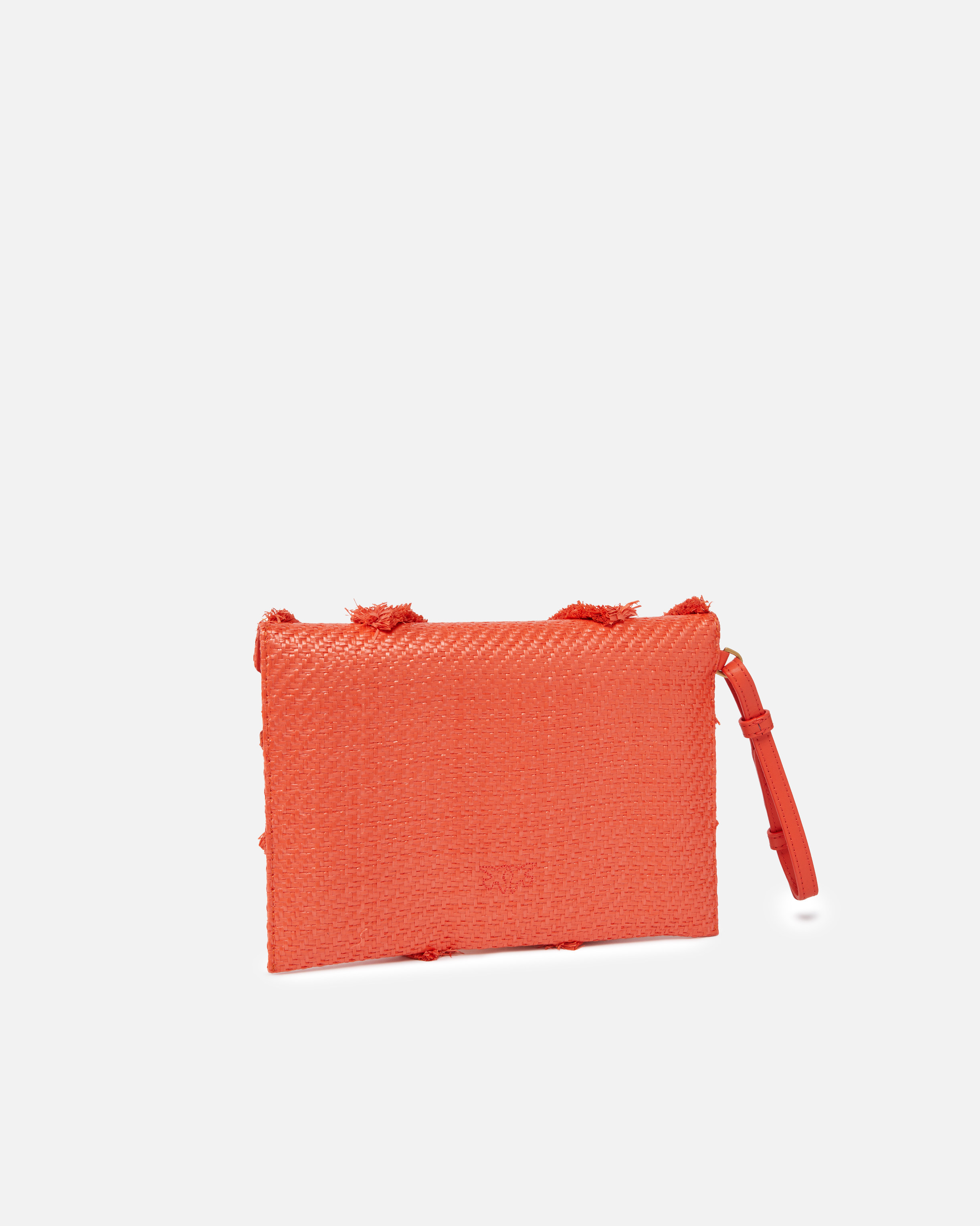 Pinko Flat Clutch Bag In Fringed Chevron Raffia