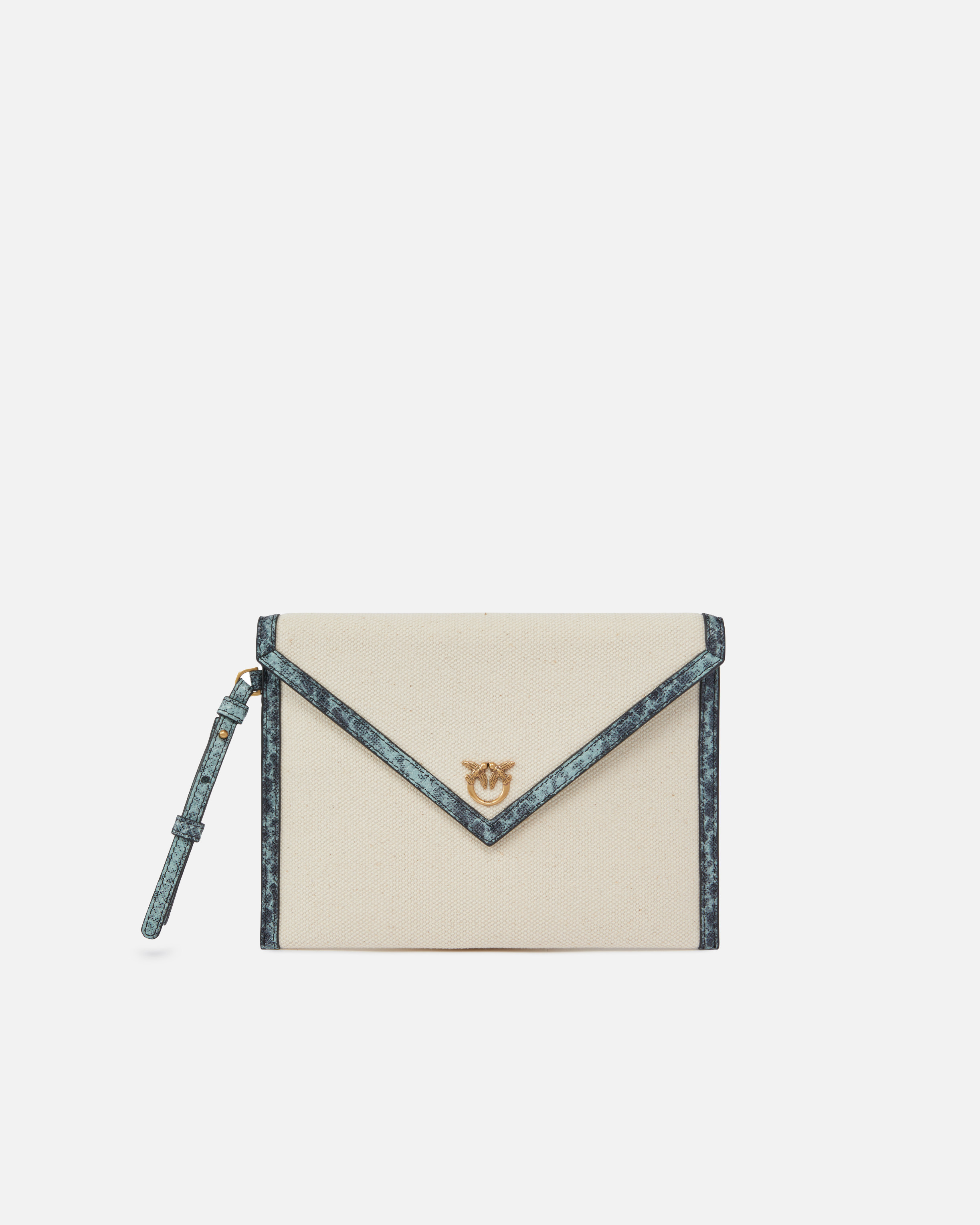 Pinko Canvas Handbag With Printed Leather Trim