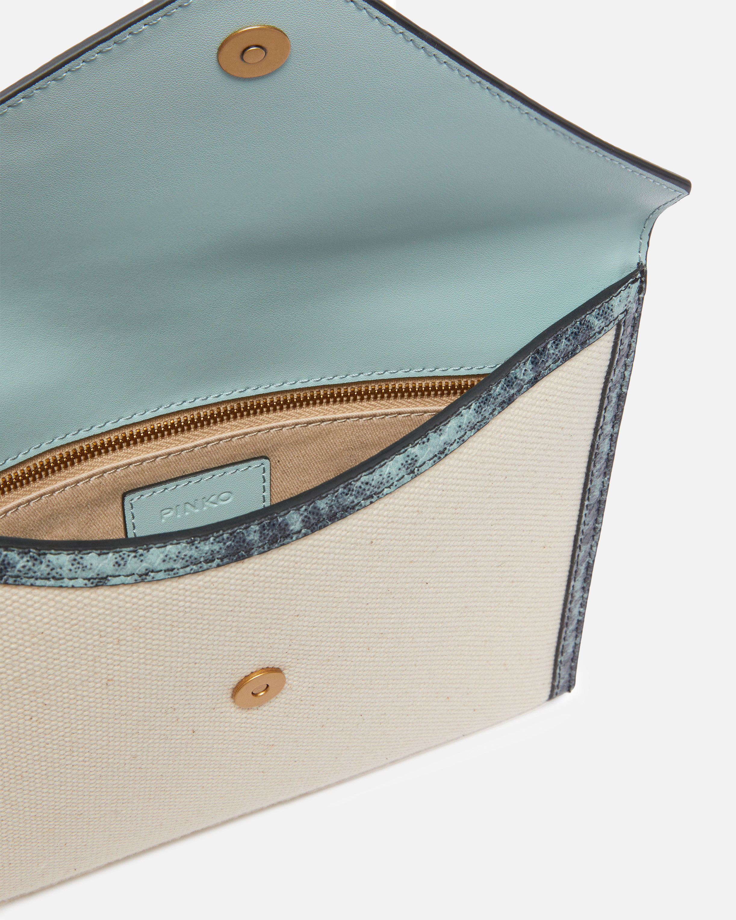 Pinko Canvas Handbag With Printed Leather Trim