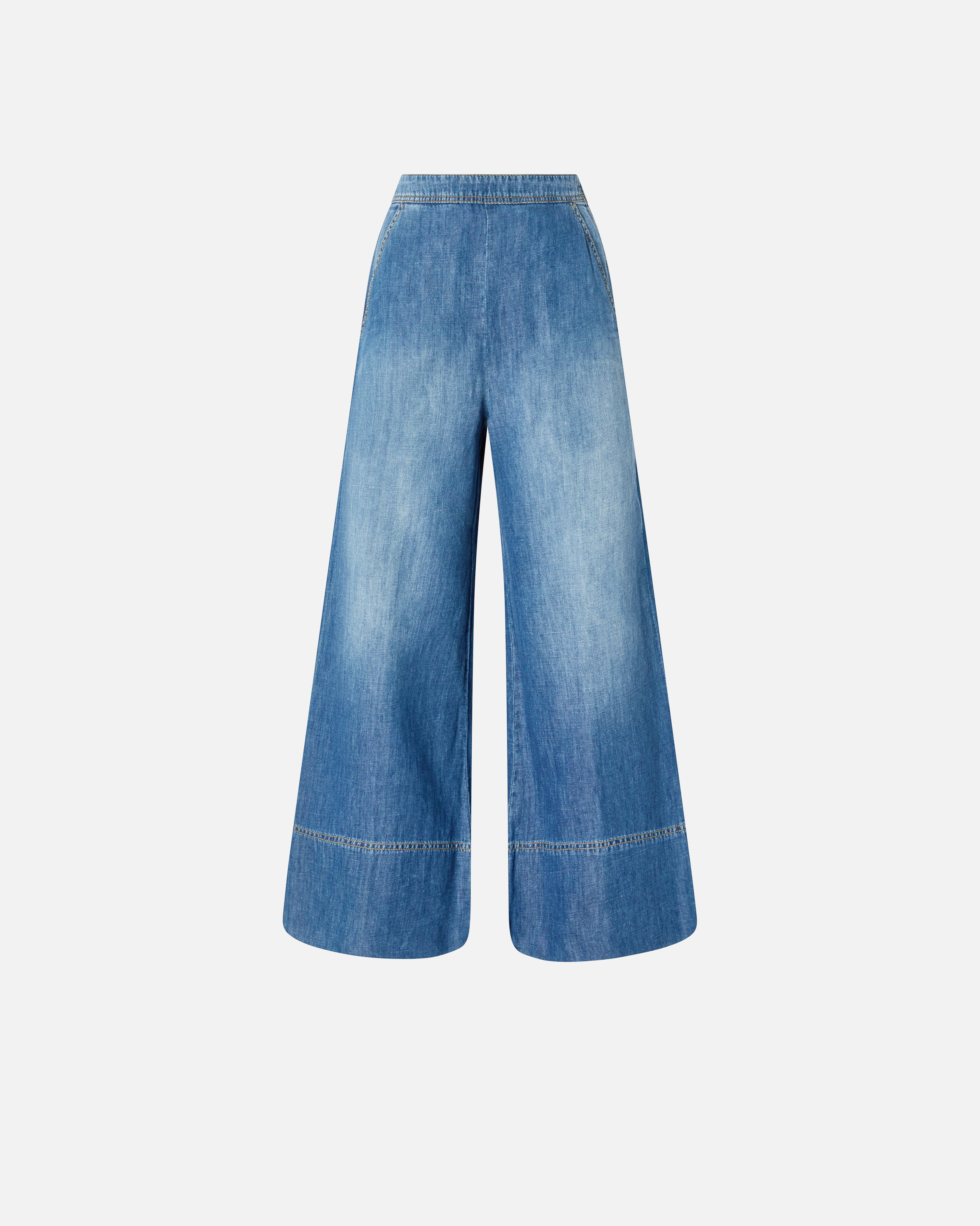 Linen-blend denim palazzo jeans PINKO → Shop Online