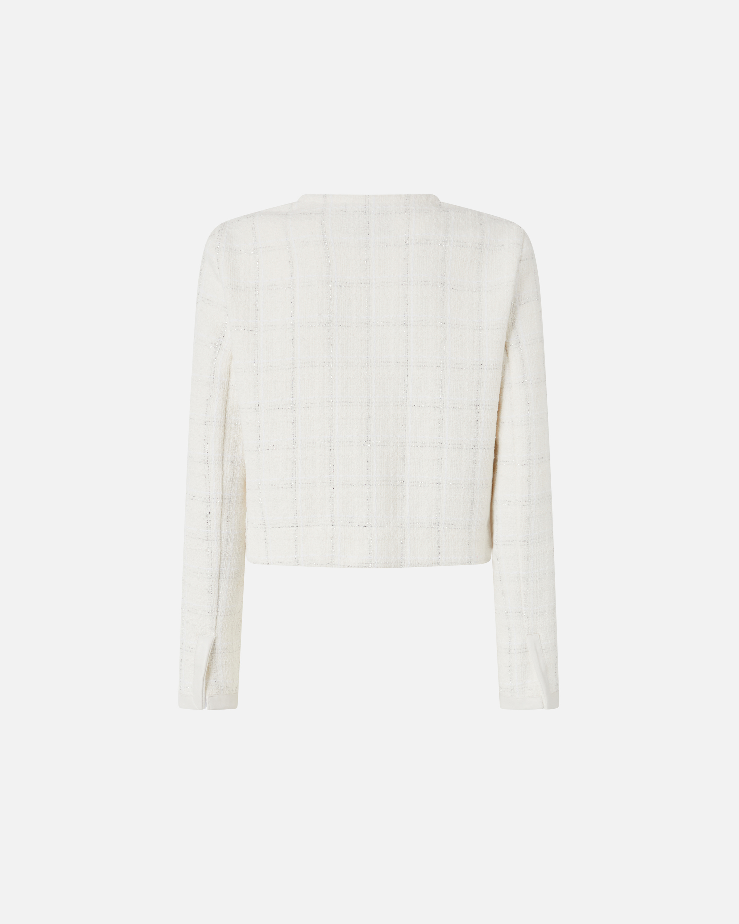 Pinko Cropped White Jacket With Textured Fabric In White