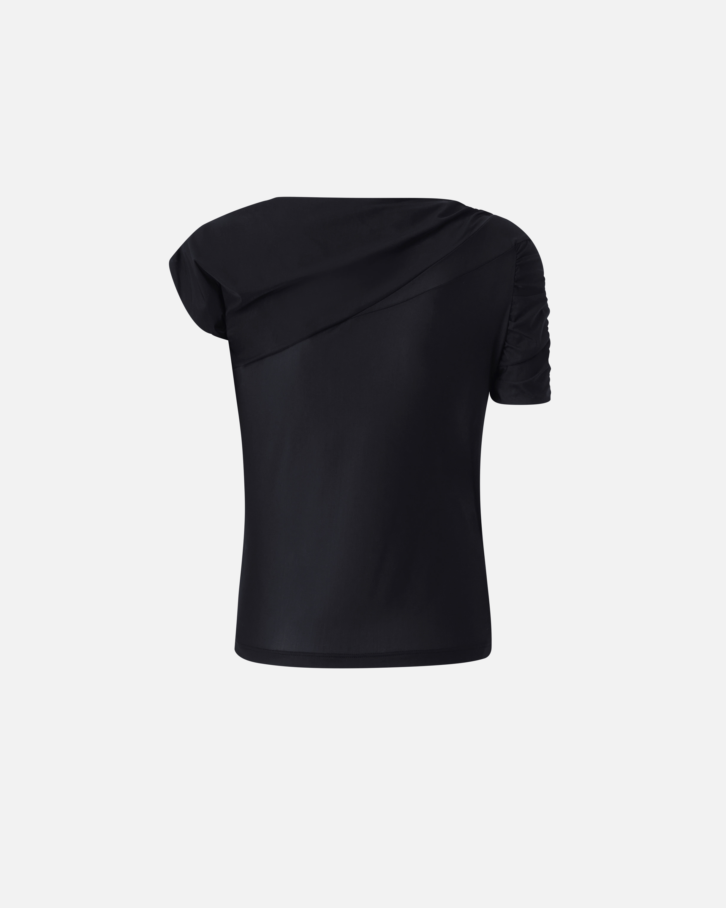 Pinko Asymmetrical Translucent Jersey In Limo Black