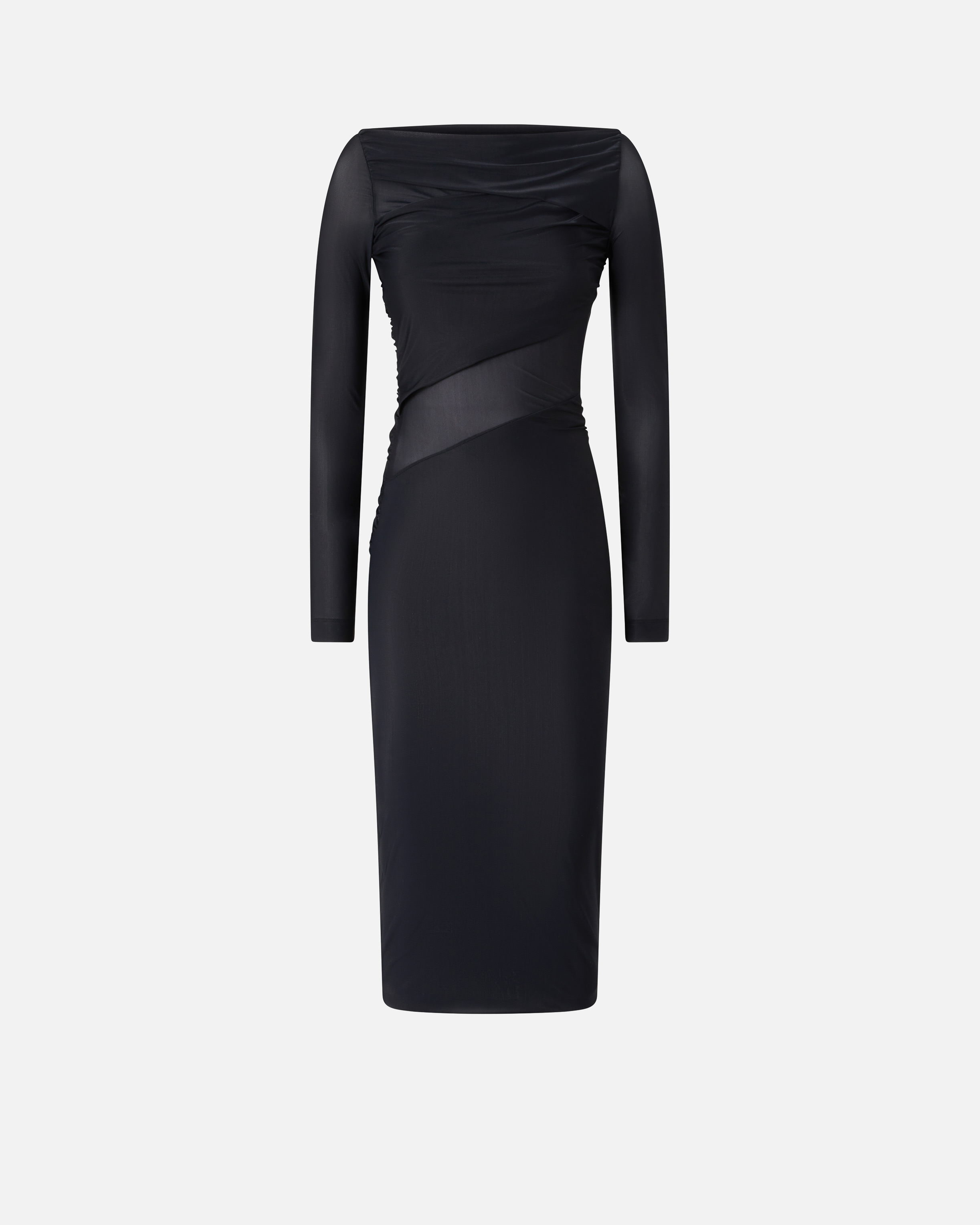 Pinko Slim-fitting Calf-length Jersey Dress In Limo Black