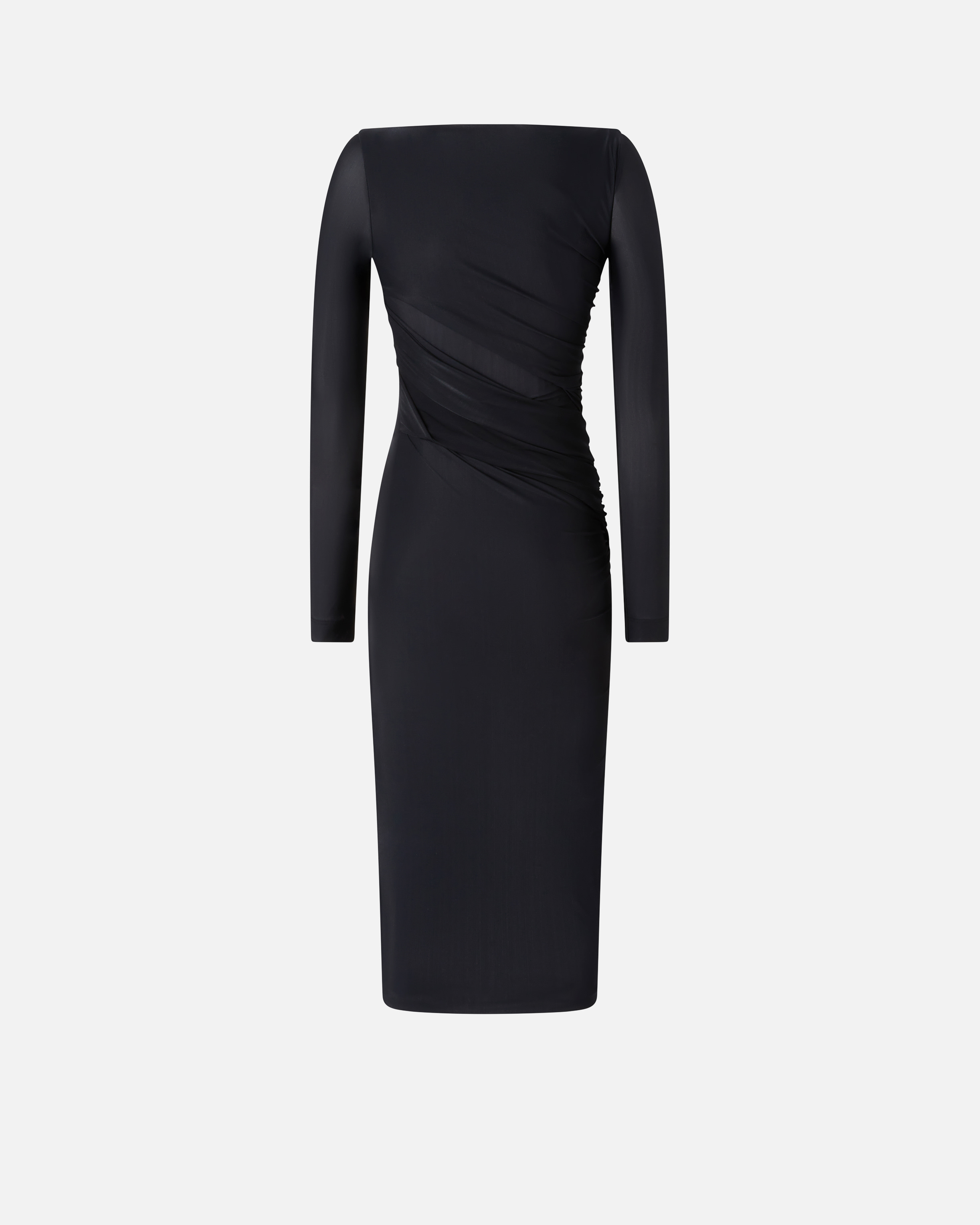 Pinko Slim-fitting Calf-length Jersey Dress In Limo Black