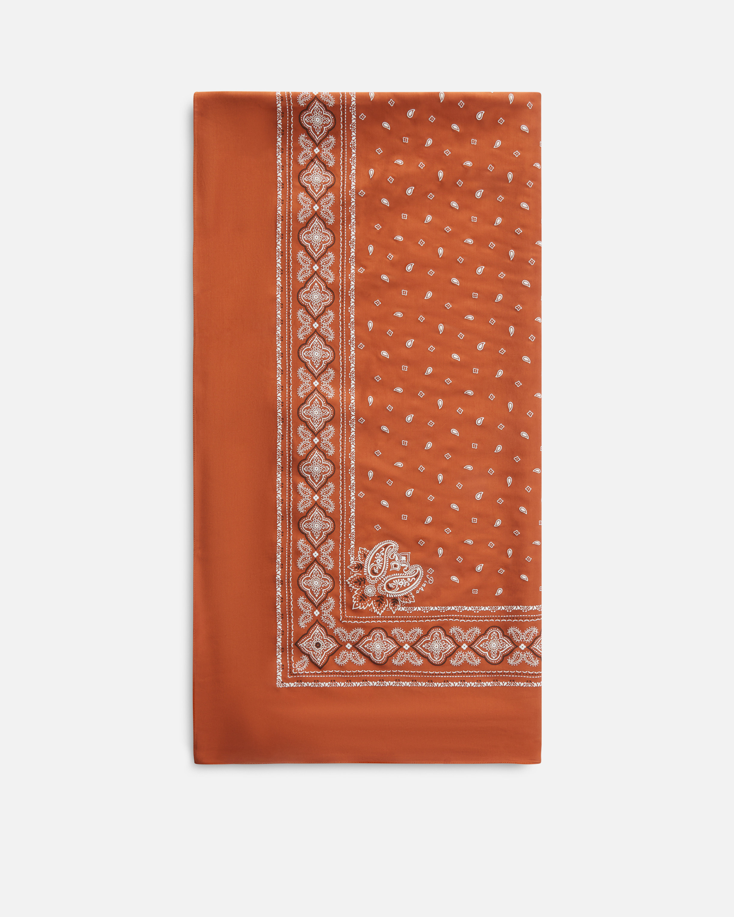 Pinko Intricate Patterned Orange And White Viscose Scarf