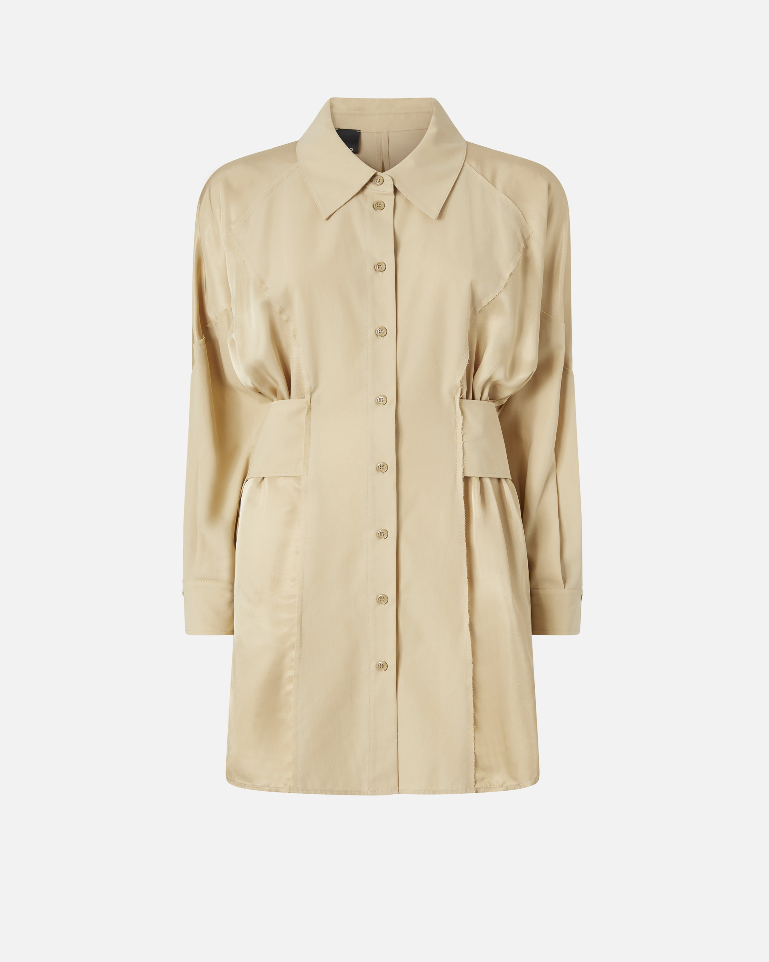 Pinko Short Shirt Dress In Habotai And Cotton