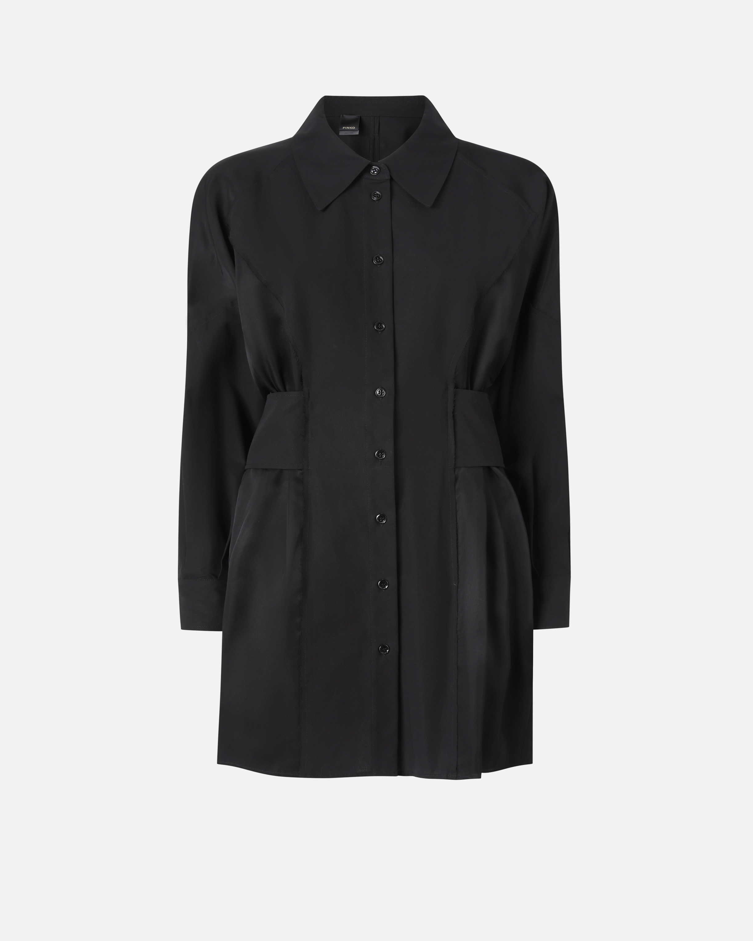 Pinko Short Shirt Dress In Habotai And Cotton