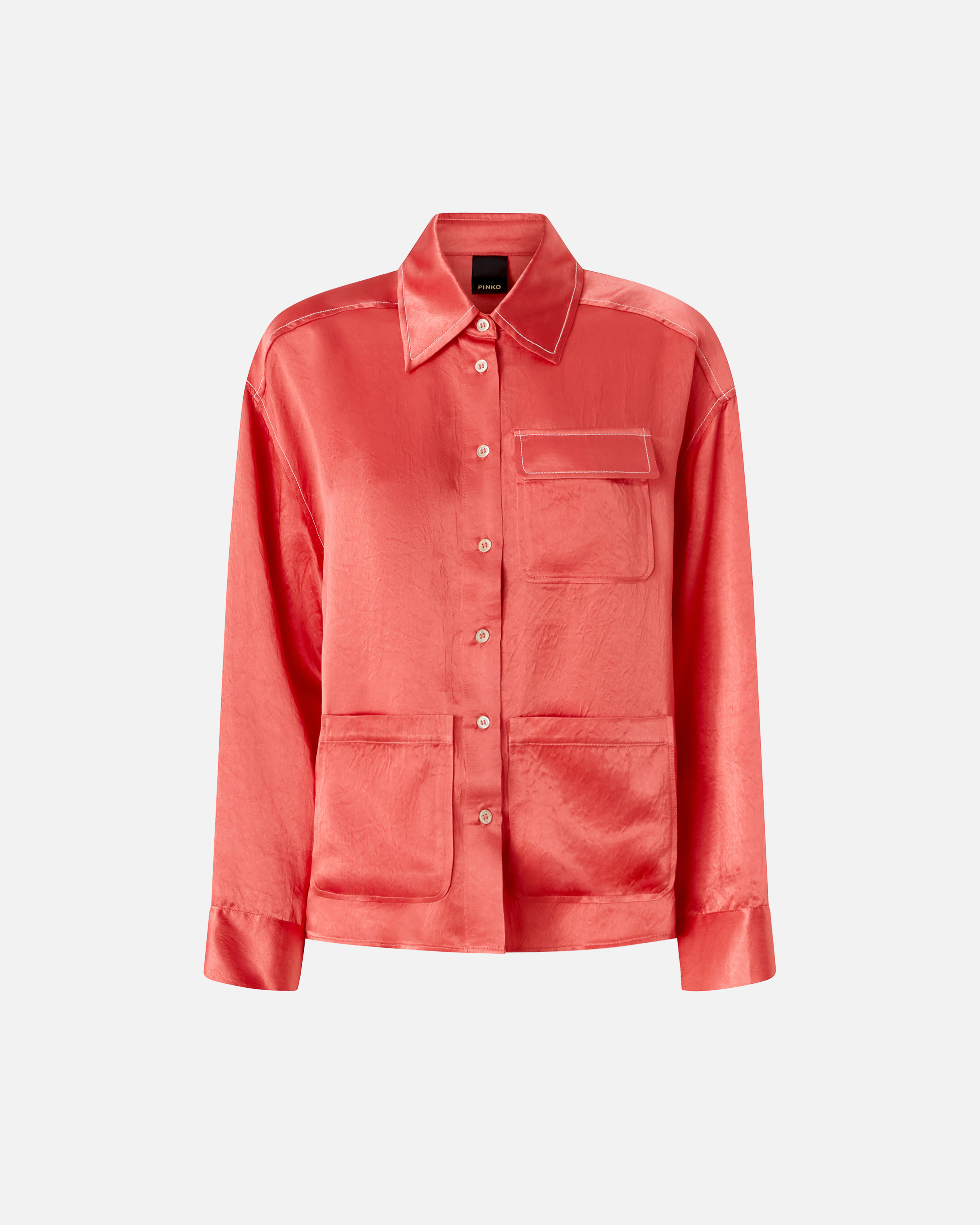 Pinko Flowing Satin Shirt With Small Pocket