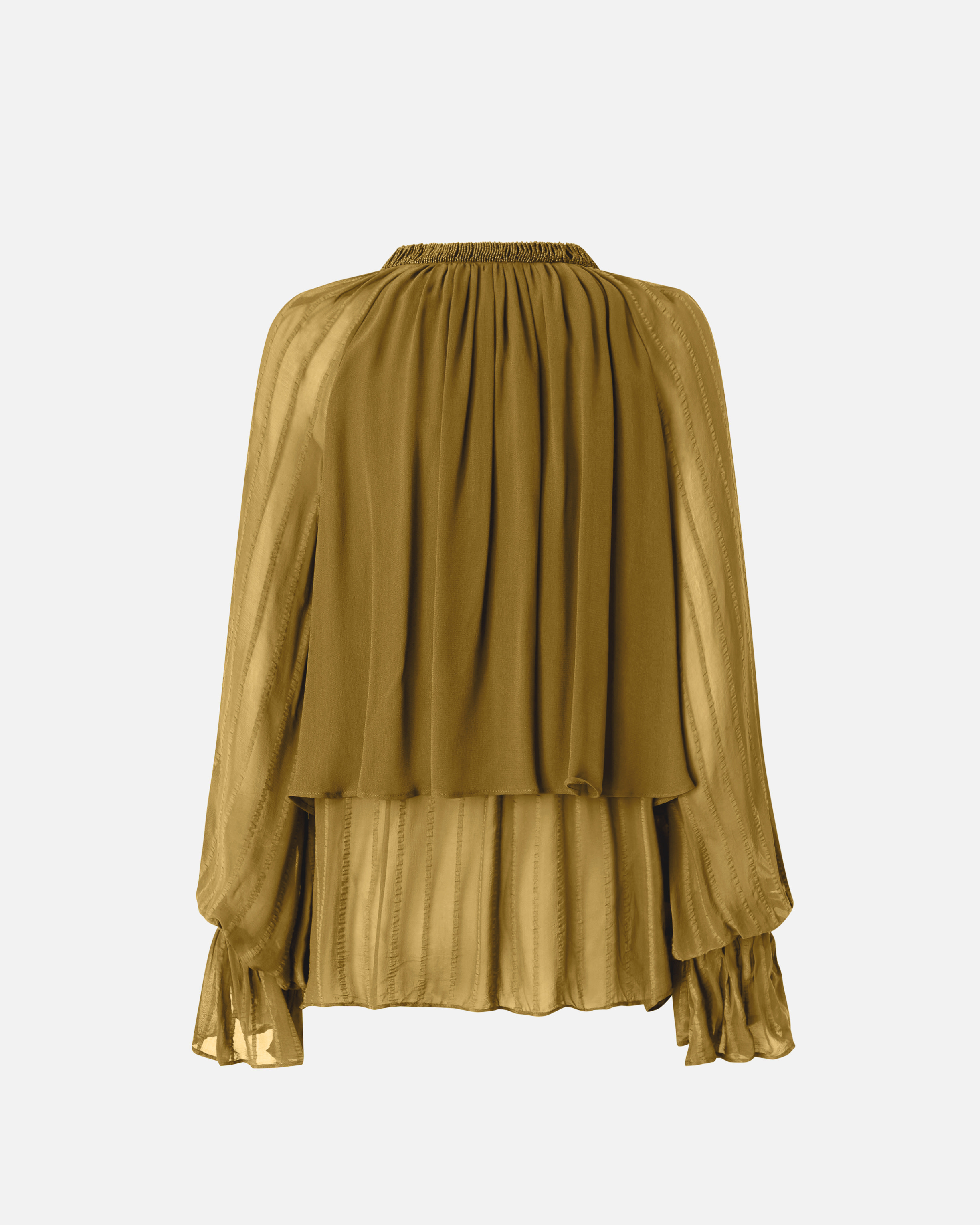 Pinko Striped Satin Blouse With Bead Embroidery In Oliva Militare