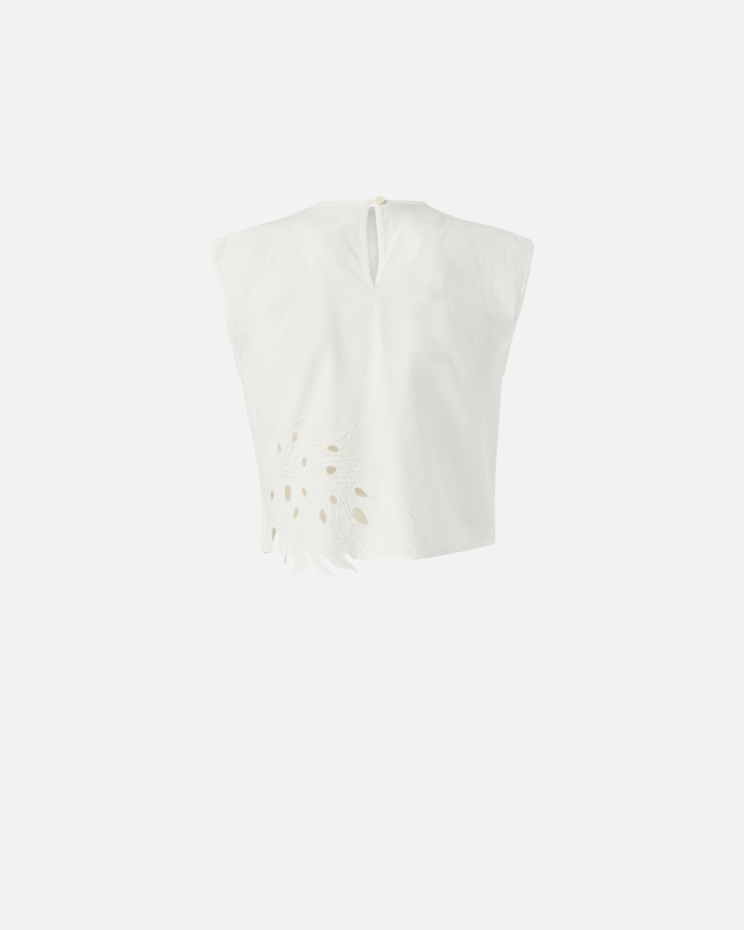Pinko Crop Top With Openwork Embroidery And Crystals In Bianco-biancaneve